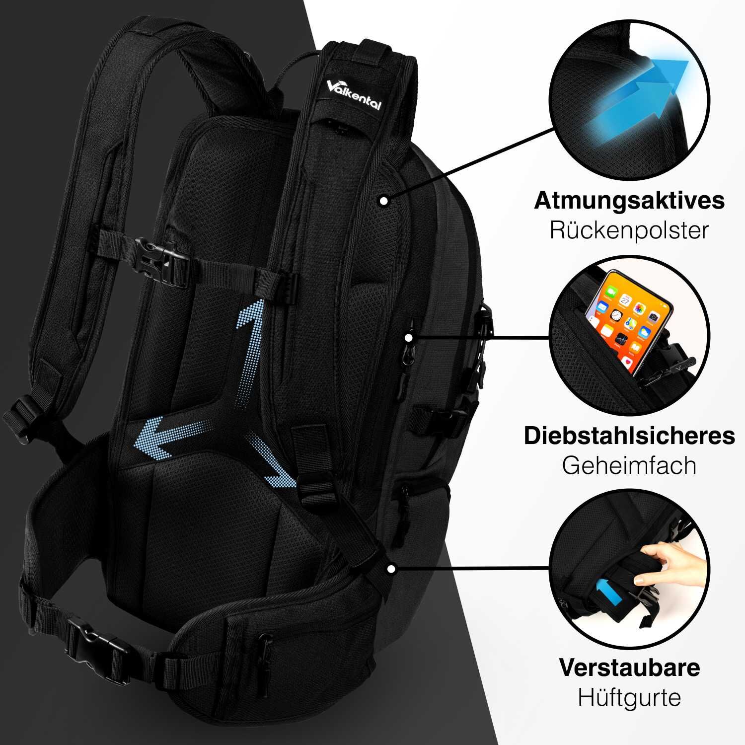 Valkental Explorer V22 Rucksack - Schwarz