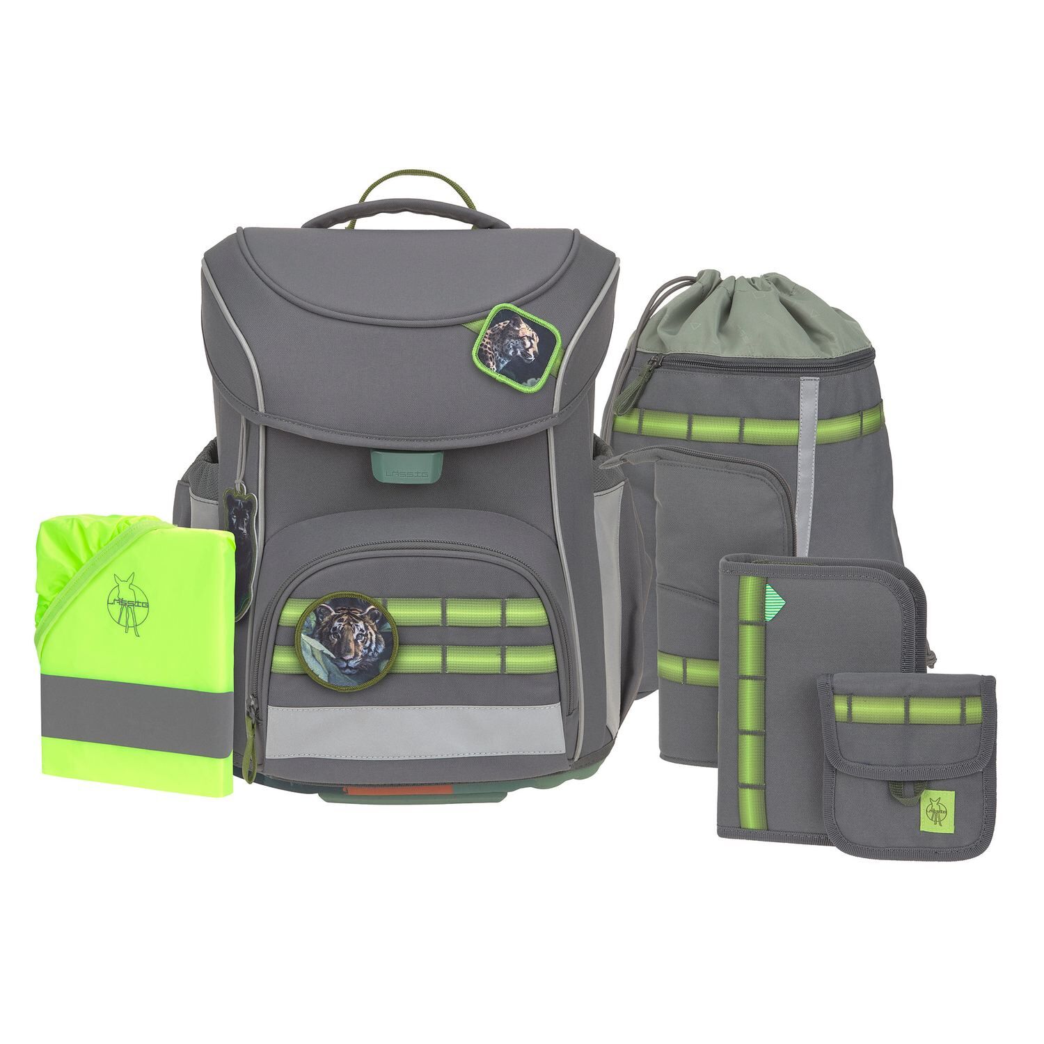 Lässig Schulranzen Set 7-teilig, Slim Unique anthracite