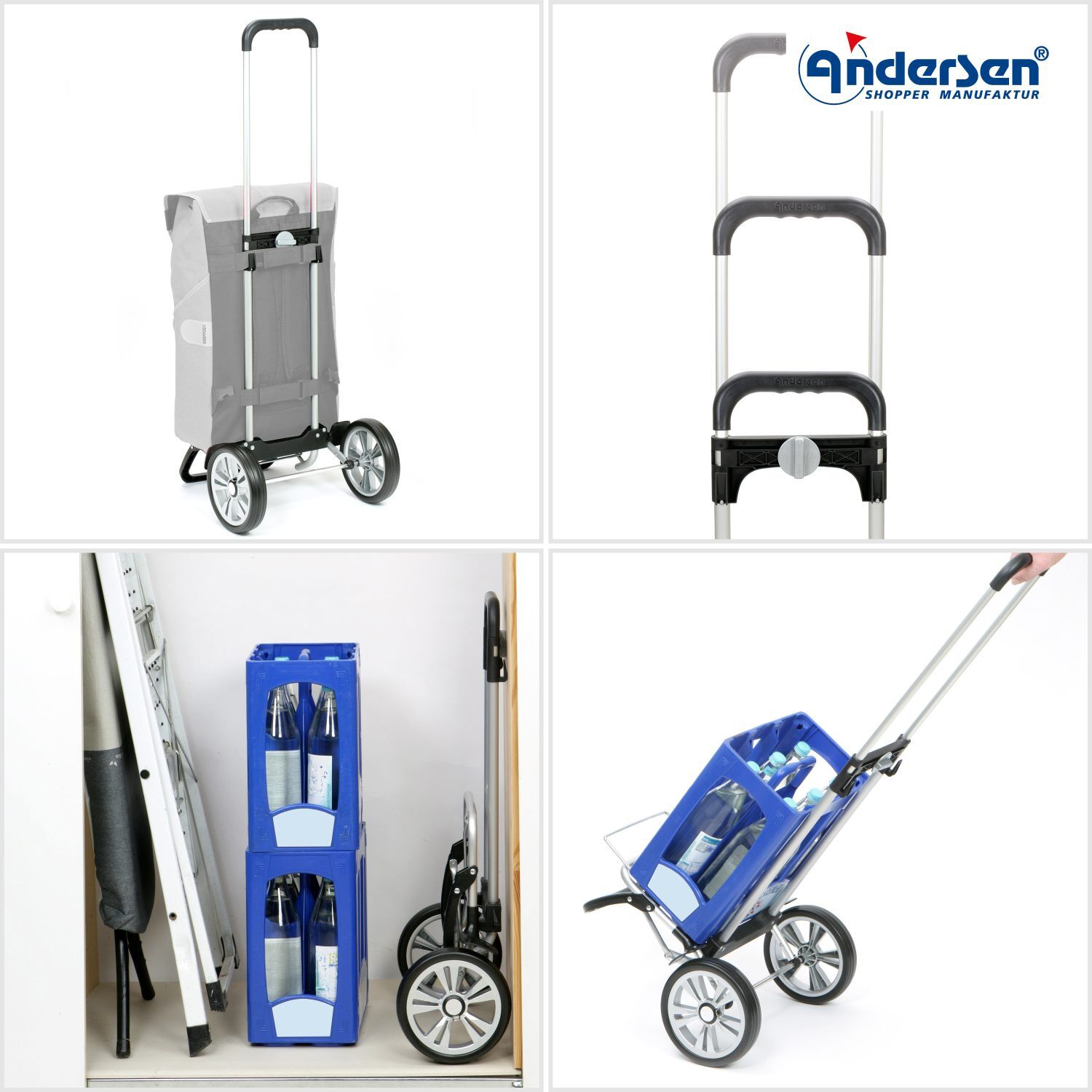 Andersen Einkaufstrollery Alu Star Shopper Flüsterrad 20cm silber
