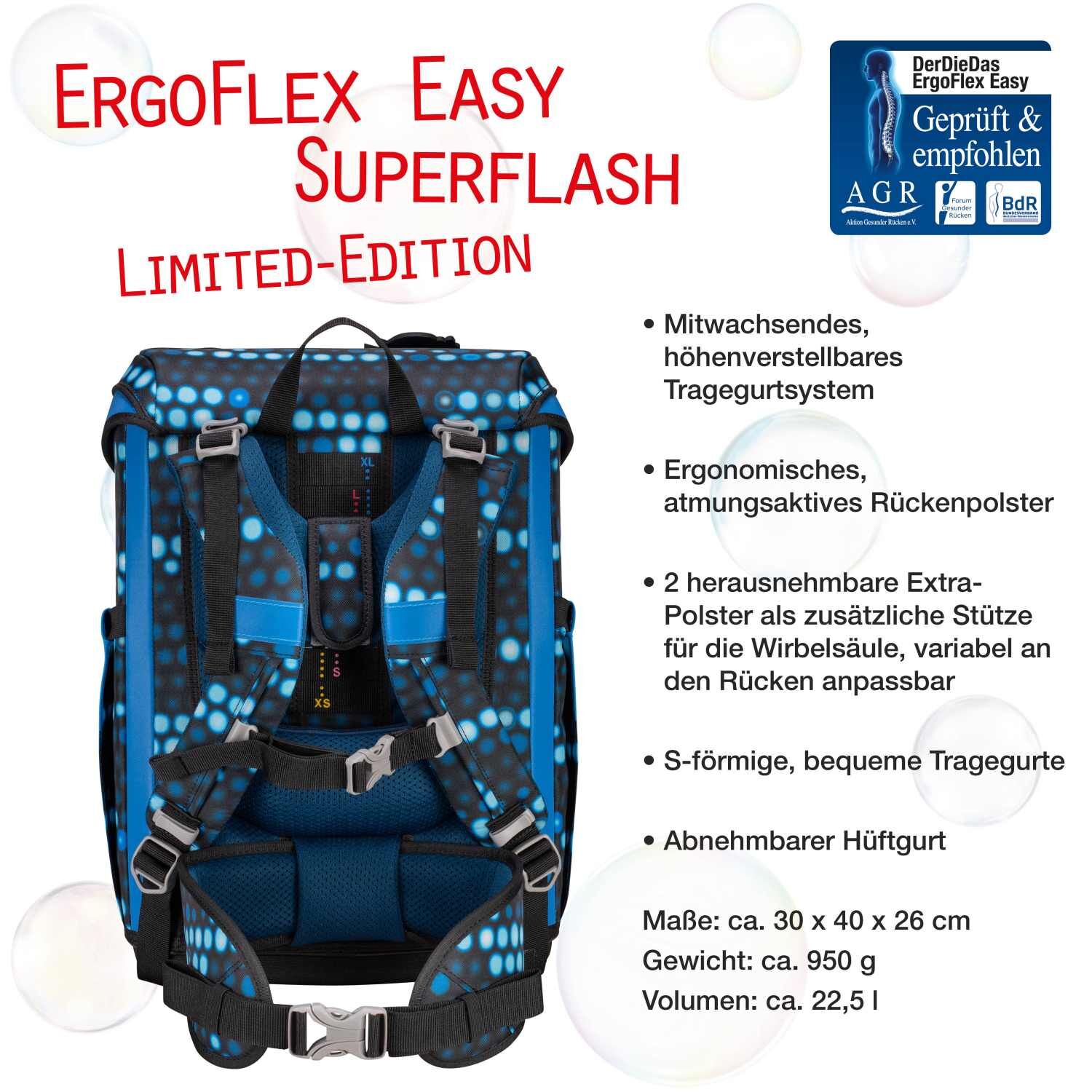 DerDieDas ErgoFlex Easy Superflash Schulranzenset 5 teilig Blue Robot