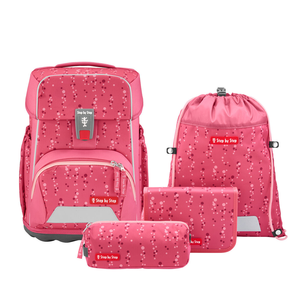 Step by Step BASIS Schulranzen-Set "Pink Bubbles", 4-teilig
