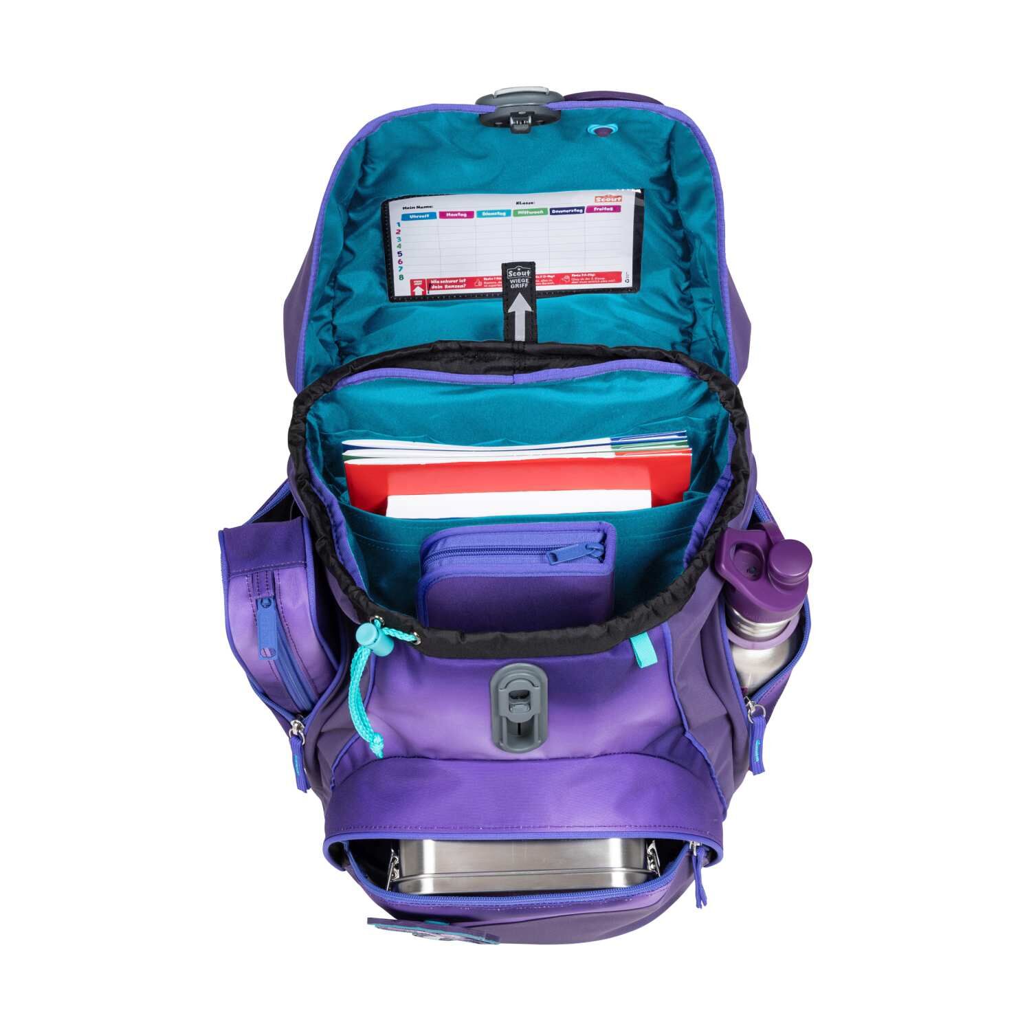 Scout Alpha Exklusiv Superflash Purple Magic Schulranzen-Set 4-teilig