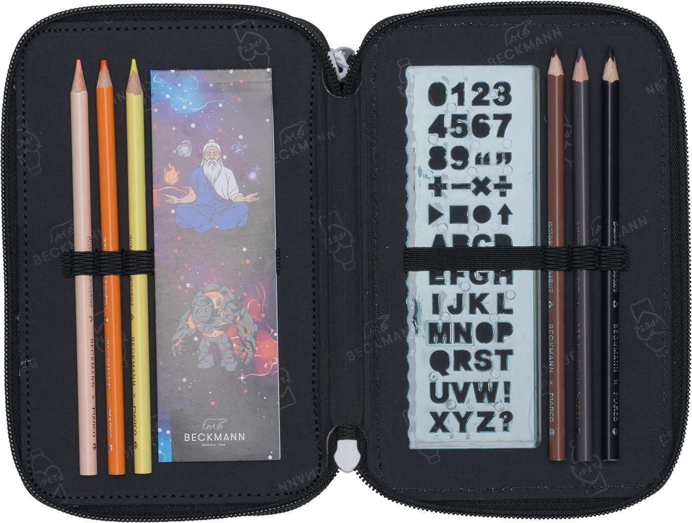 Beckmann 3-Fächrige Federmappe mit Inhalt Ninja Elements