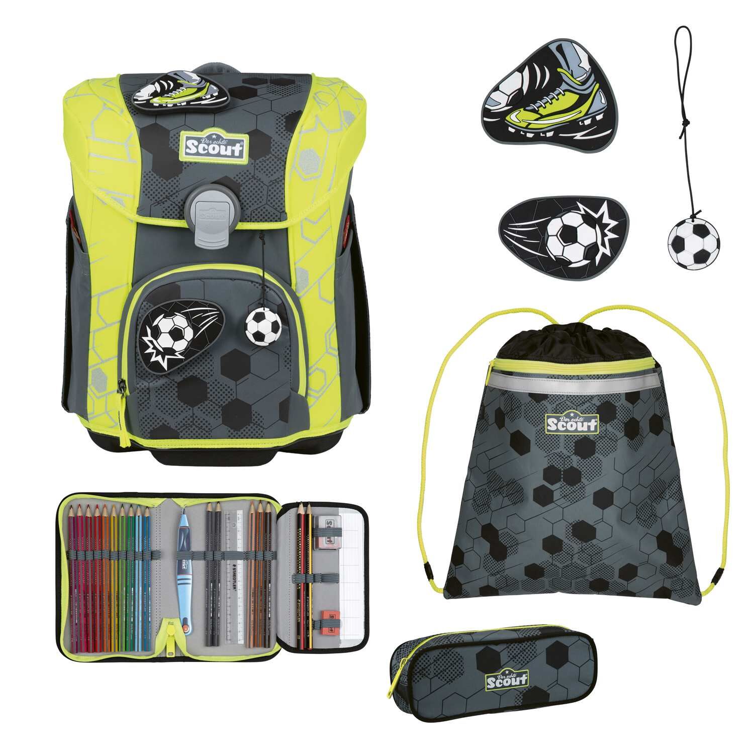 Scout Micro Schulranzen-Set 4 Superflash Extreme Soccer Star