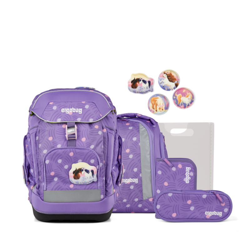 ergobag Maxi Schulranzen Set Ponybärdies Lila mit Zubehör