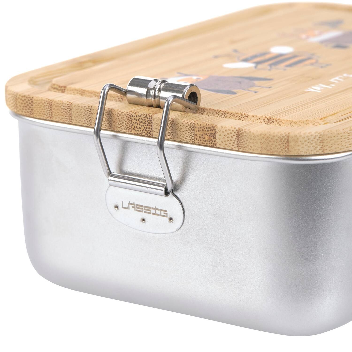 Lässig Brotdose Kinder - Edelstahl Lunchbox, Bamboo Nature