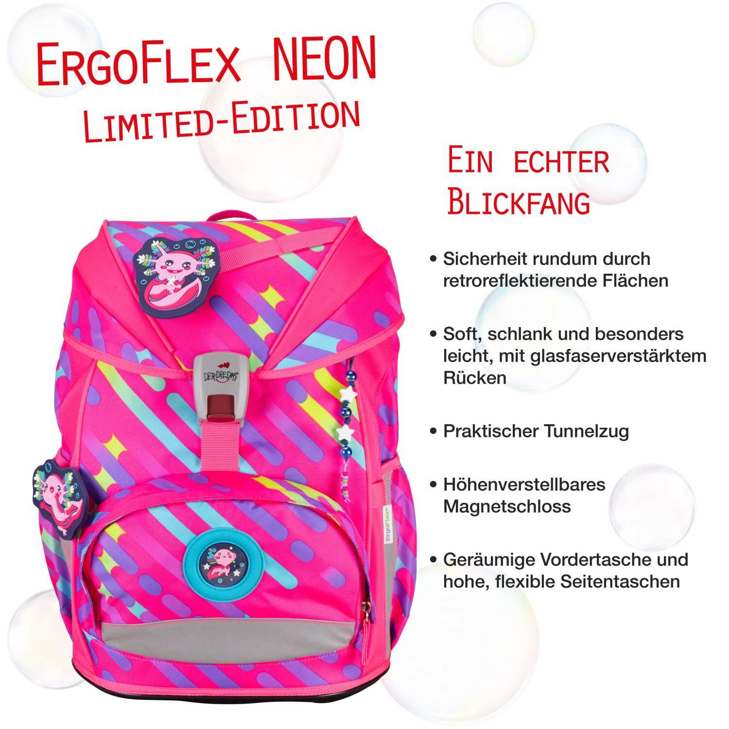 DerDieDas ErgoFlex NEON Schulranzenset 5 teilig Punkie