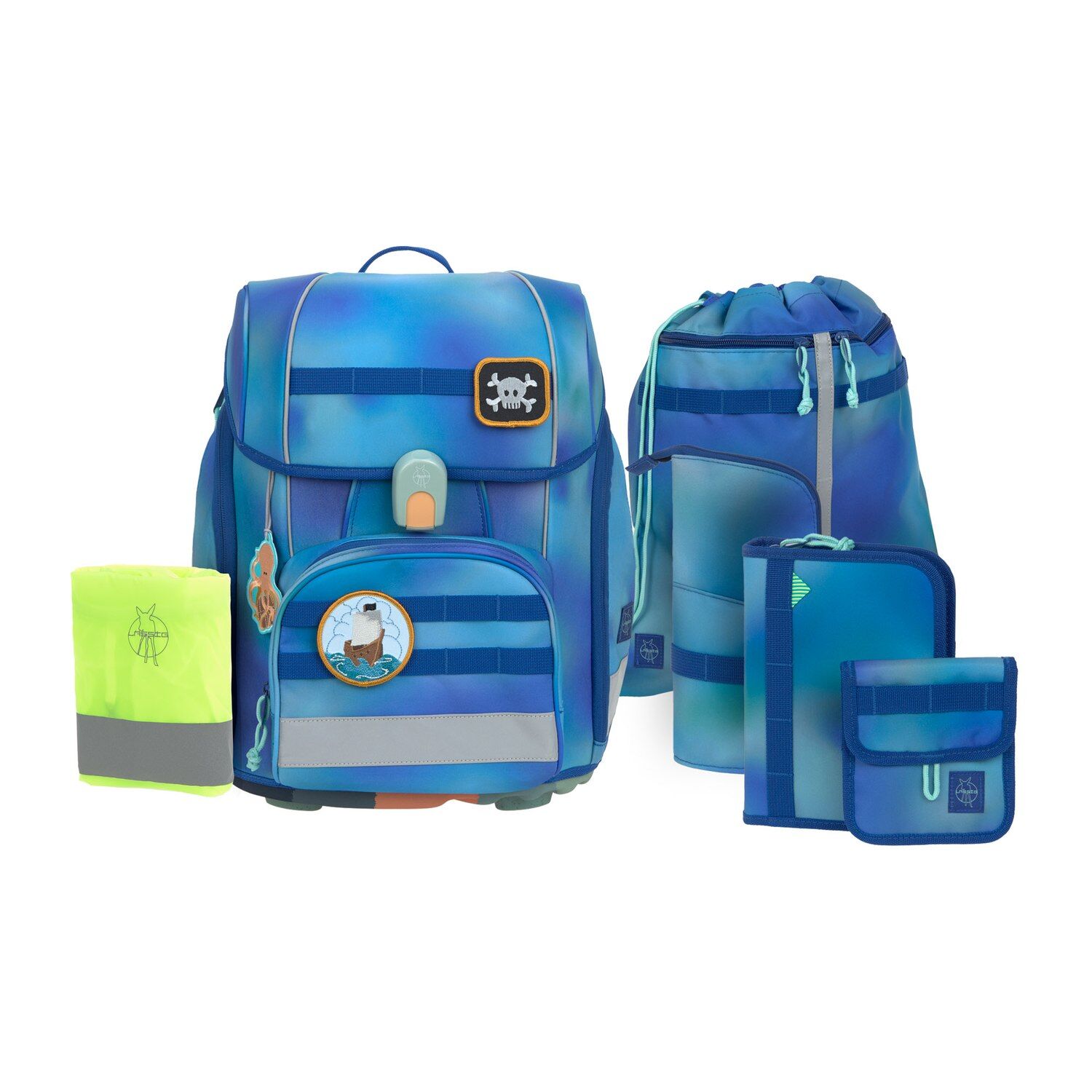 Lässig Schulranzen Set 7-teilig, Boxy gradient green/blue