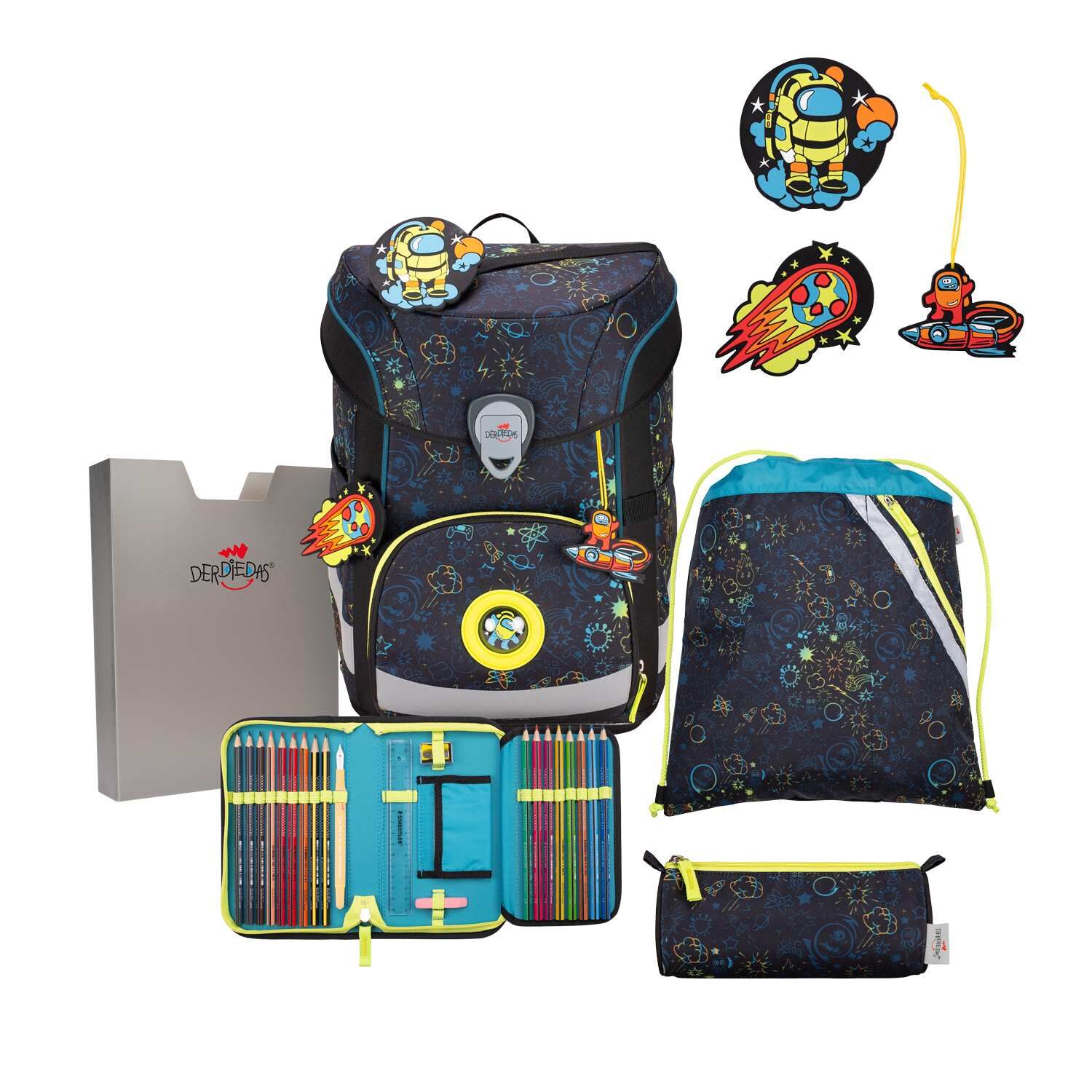 DerDieDas ErgoFlex Easy LED Schulranzenset 5 teilig Crazy