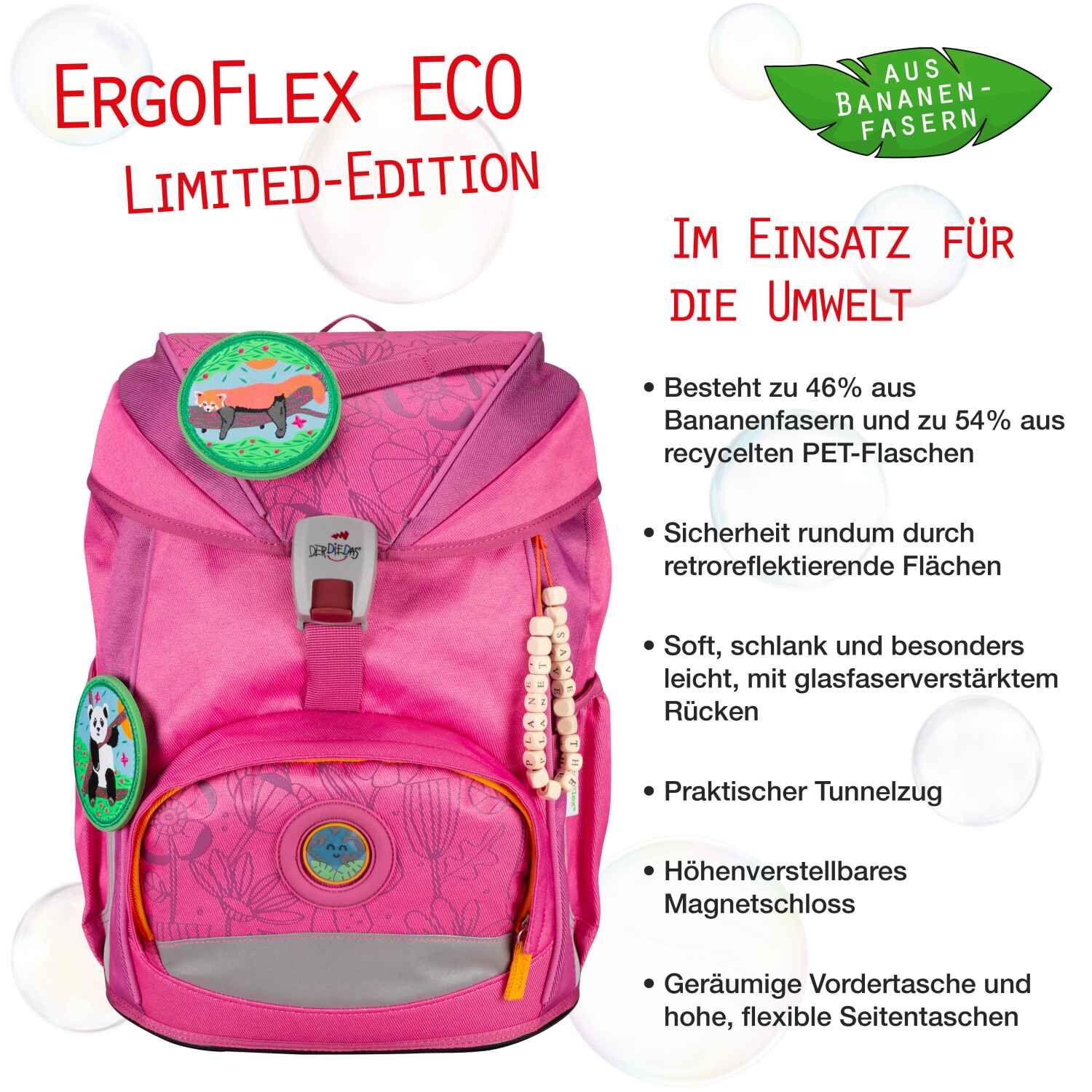 DerDieDas ErgoFlex ECO Schulranzenset 5 teilig Pink Planet