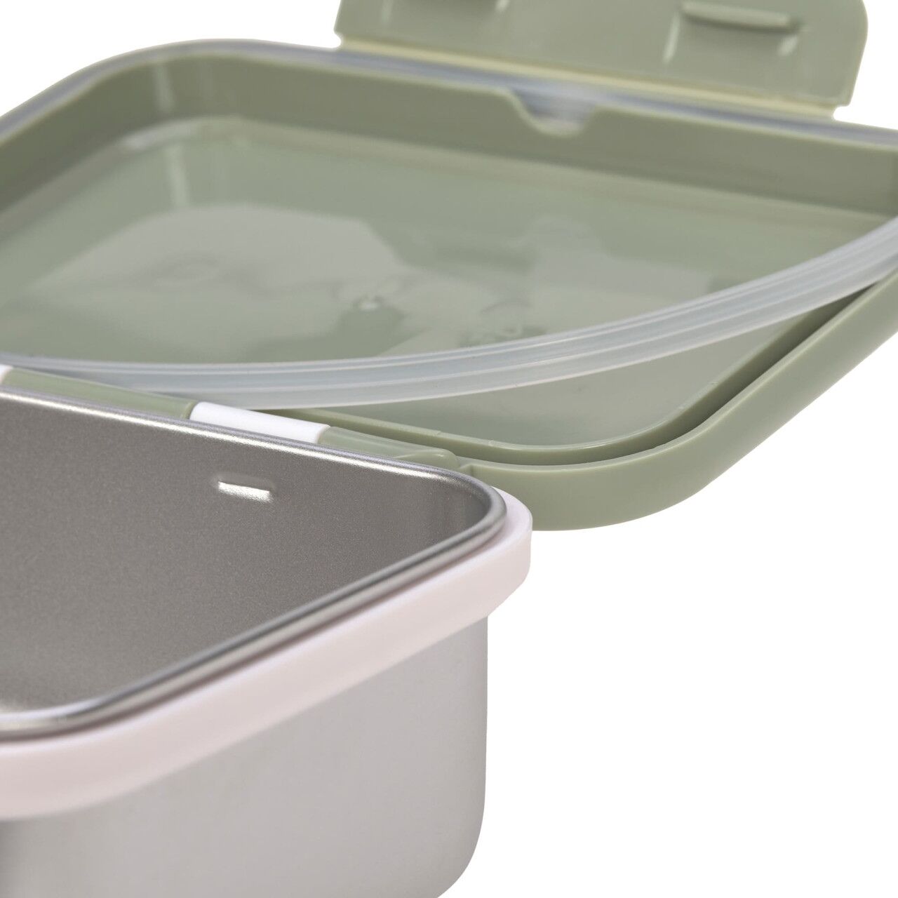 Lässig Brotdose Kinder - Edelstahl Lunchbox, Happy Prints light olive