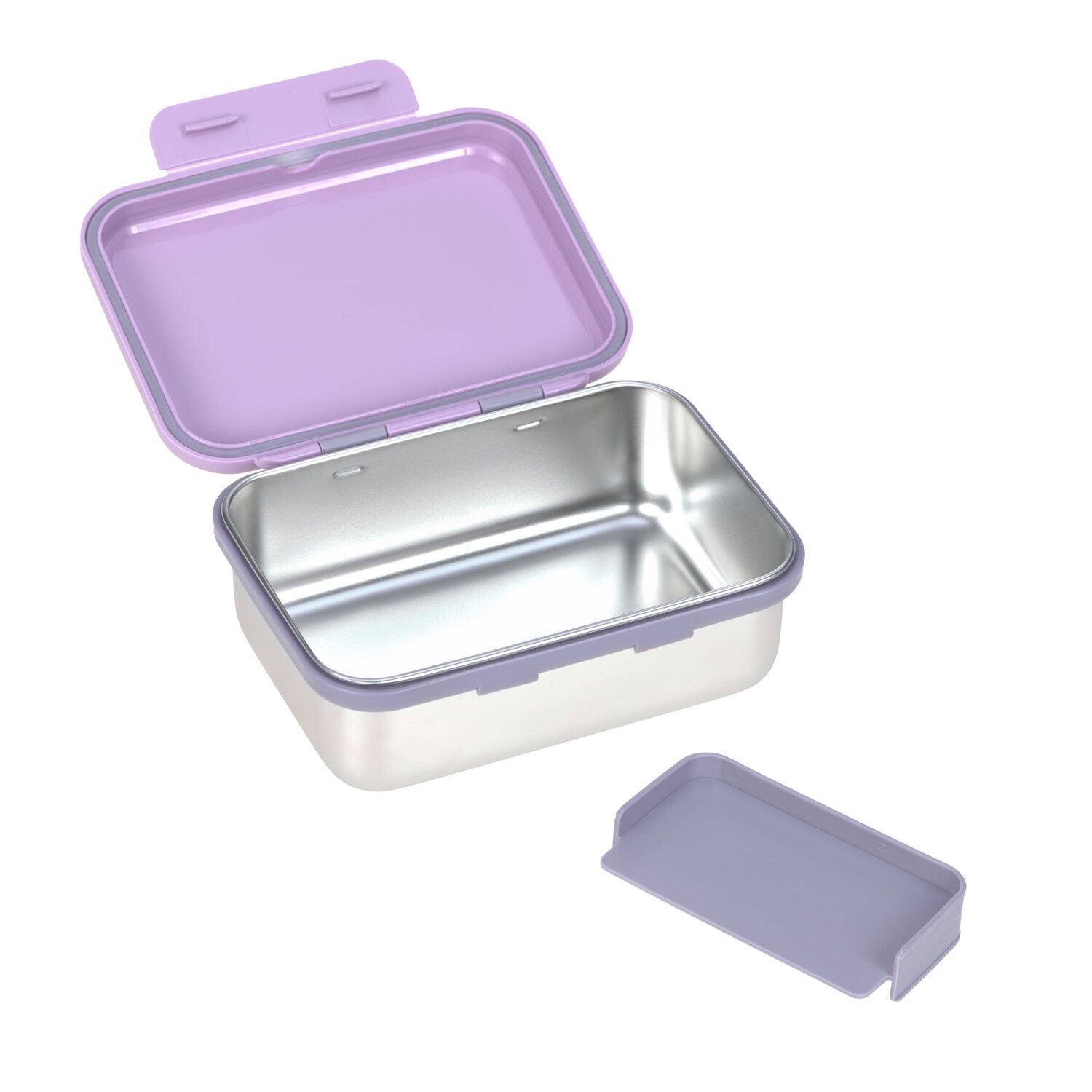 Lässig Brotdose Kinder - Edelstahl Lunchbox Little Gang Heart, lilac