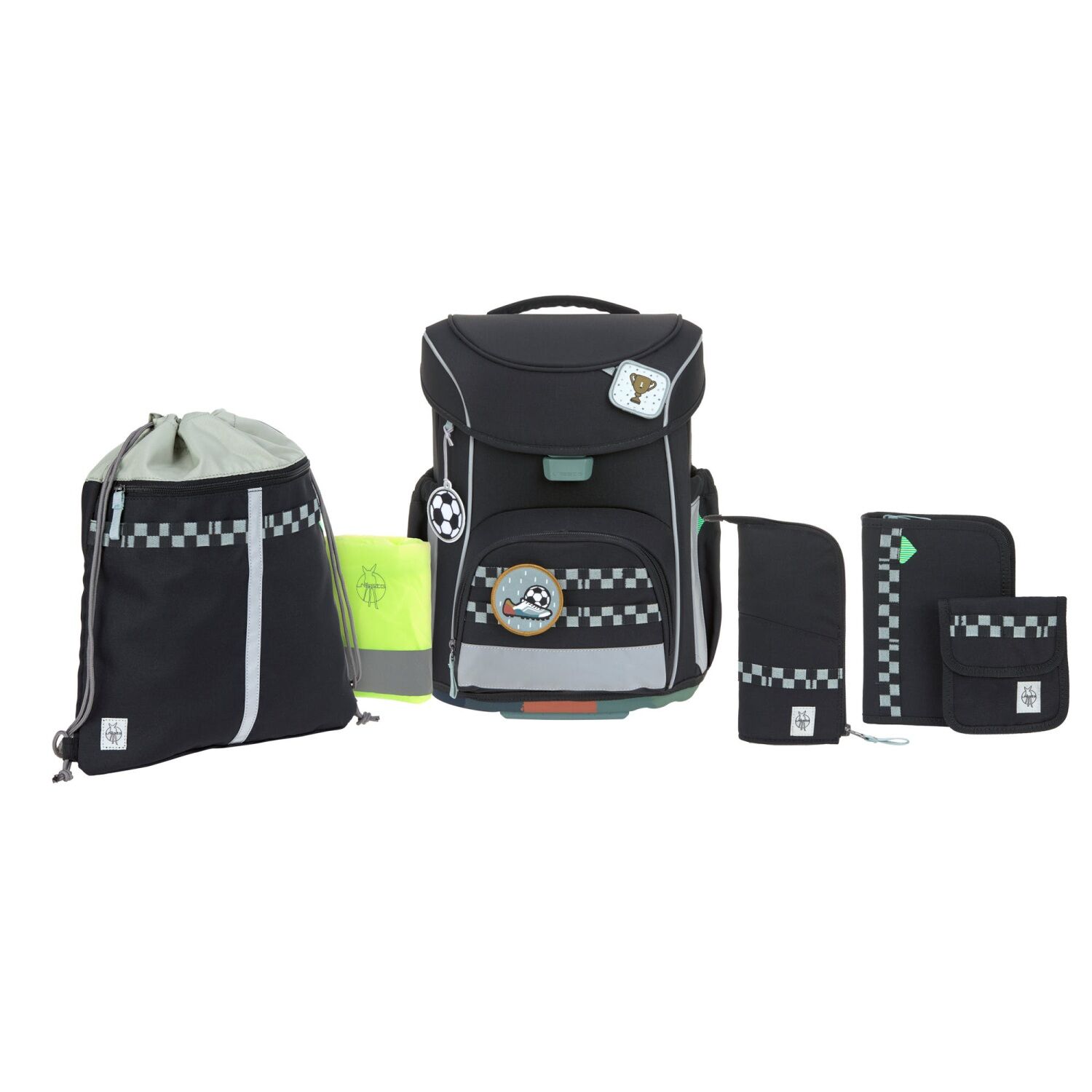 Lässig Schulranzen Set 7-teilig, Slim Unique black