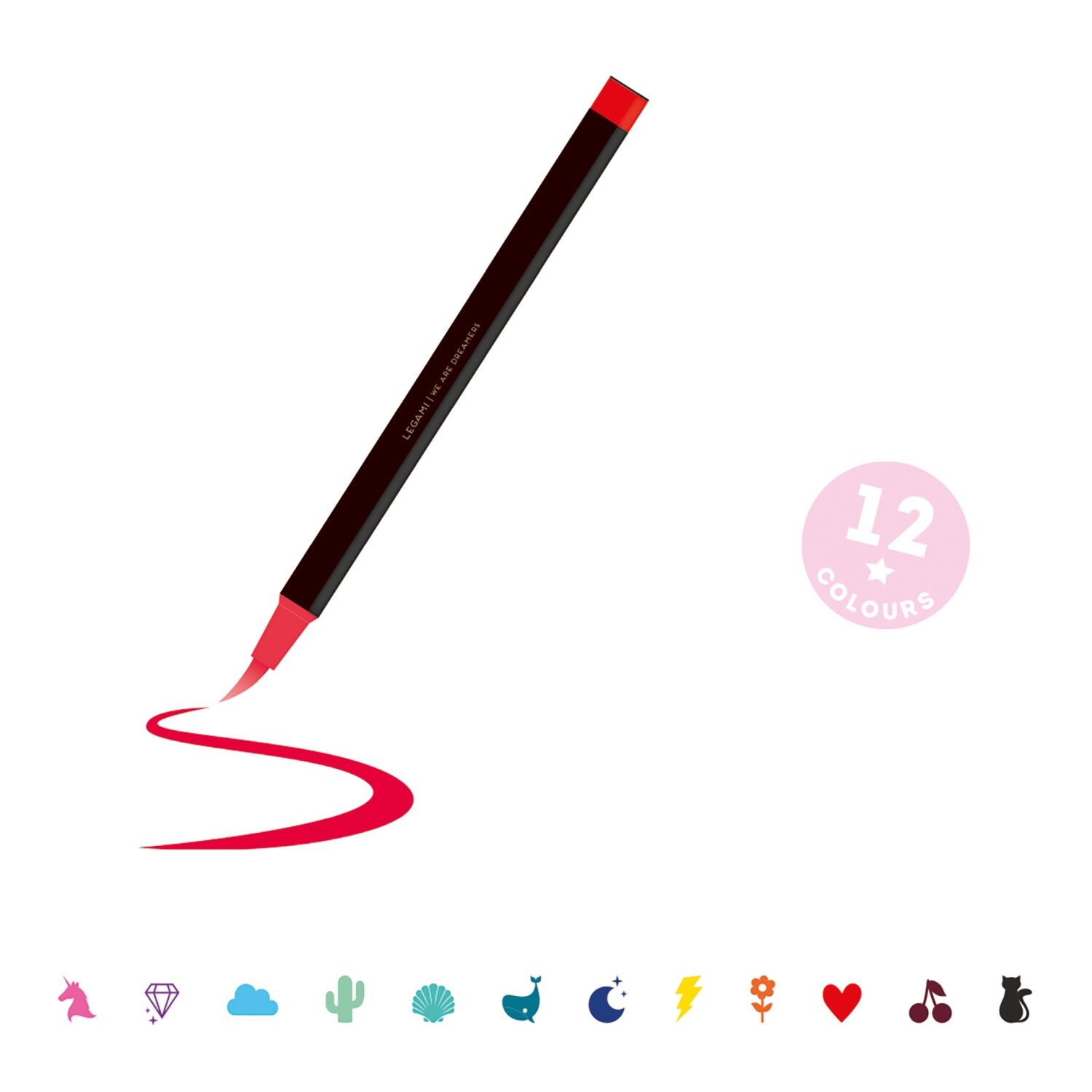 Legami Pinselstifte 12er Set - BRUSH MARKERS - BRIGHT COLOURS