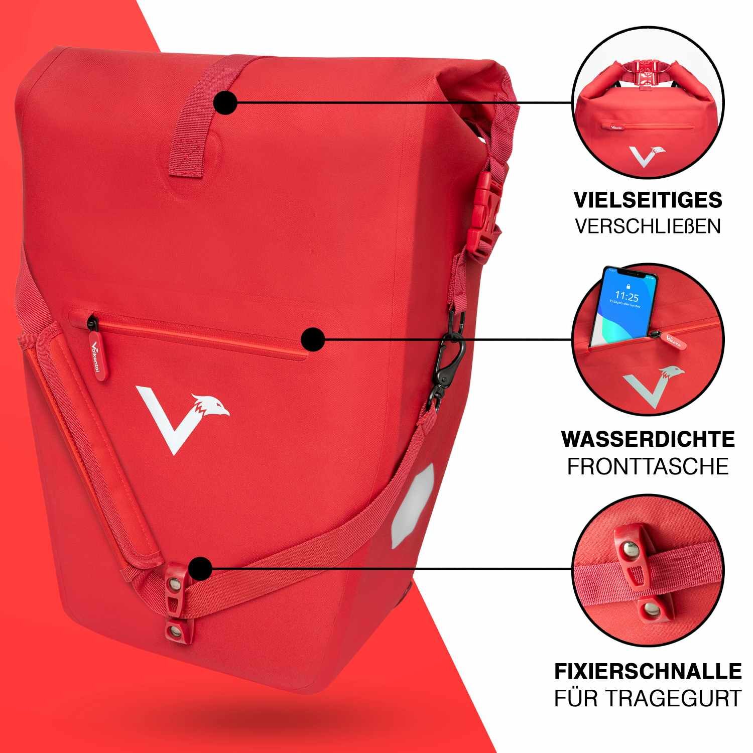 Valkental ValkOcean Fahrradtasche - Koralle (Rot)