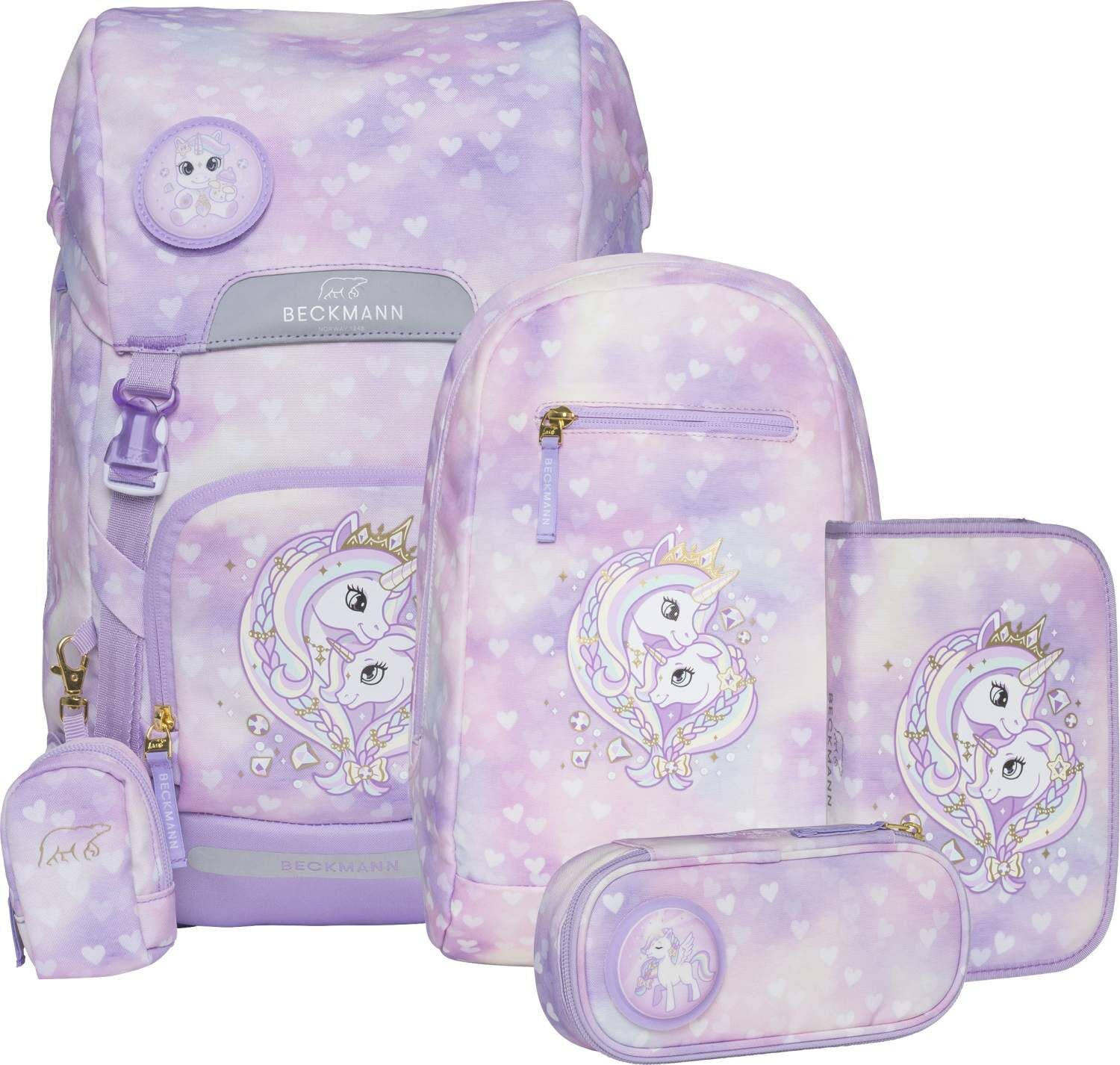 Beckmann Schulranzenset Classic Maxi - 6-Tlg. Set Unicorn Princess Purple