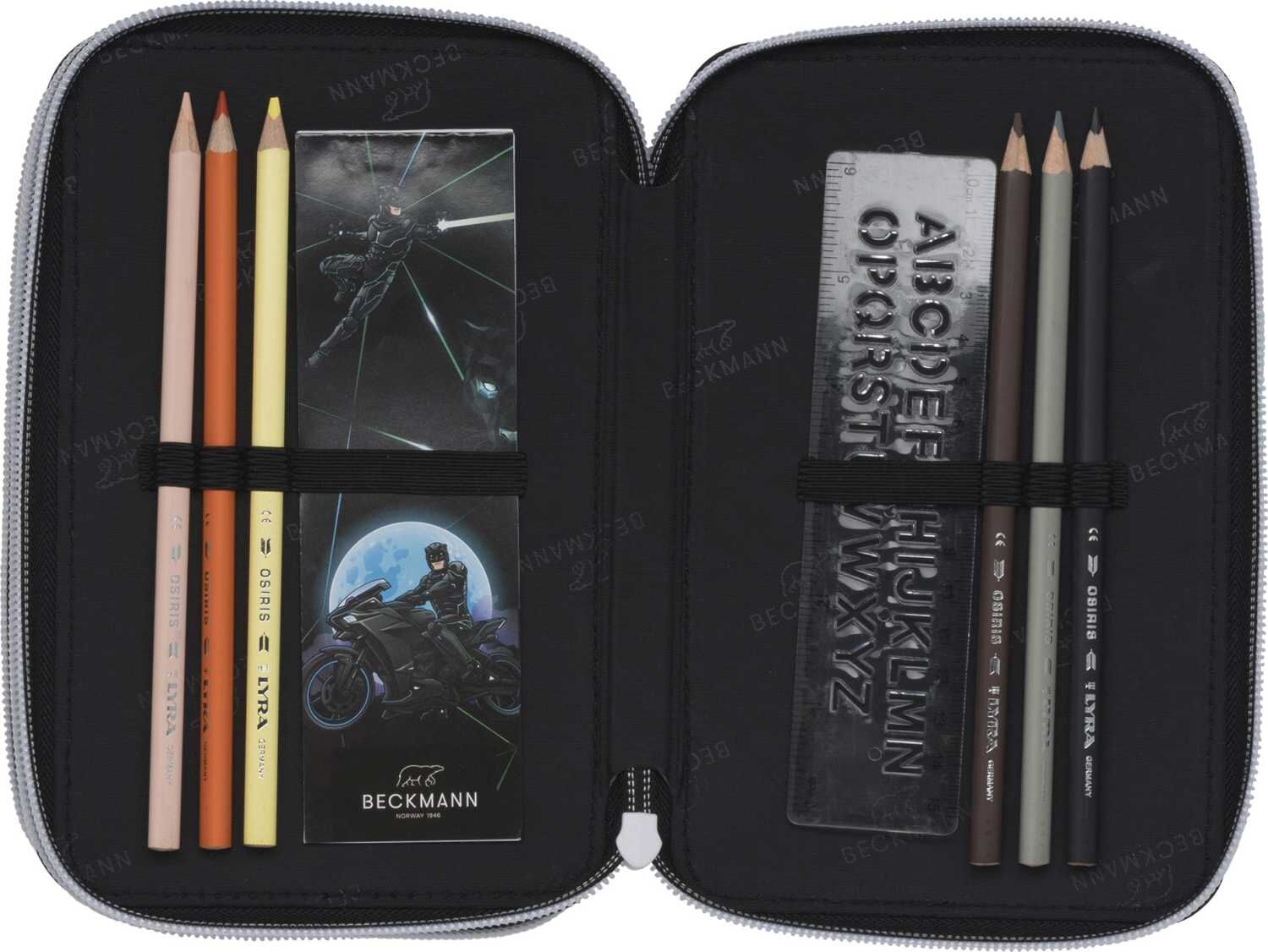 Beckmann 3-Fächrige Federmappe mit Inhalt - Night Rider