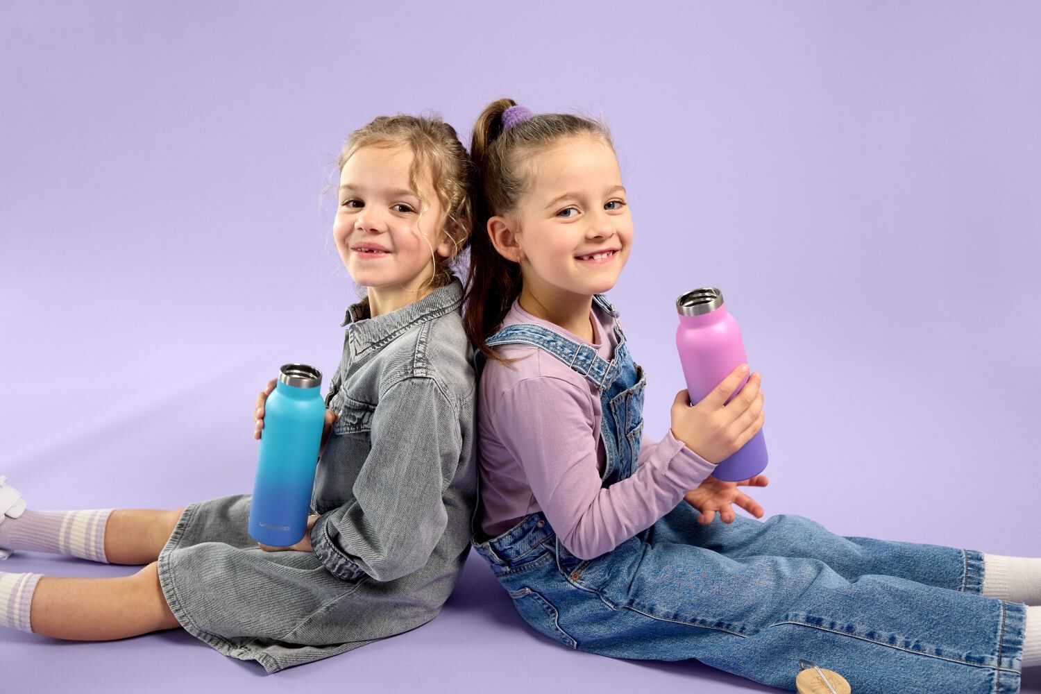 Lässig Trinkflasche Kinder - BOLD Double Walled Edelstahl 460 ml Unique, gradient purple