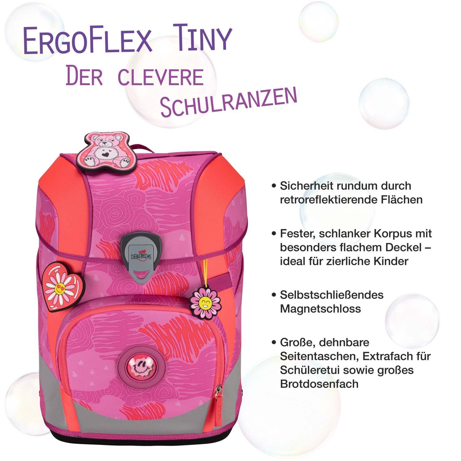 DerDieDas ErgoFlex Tiny Schulranzenset 5 teilig Roses
