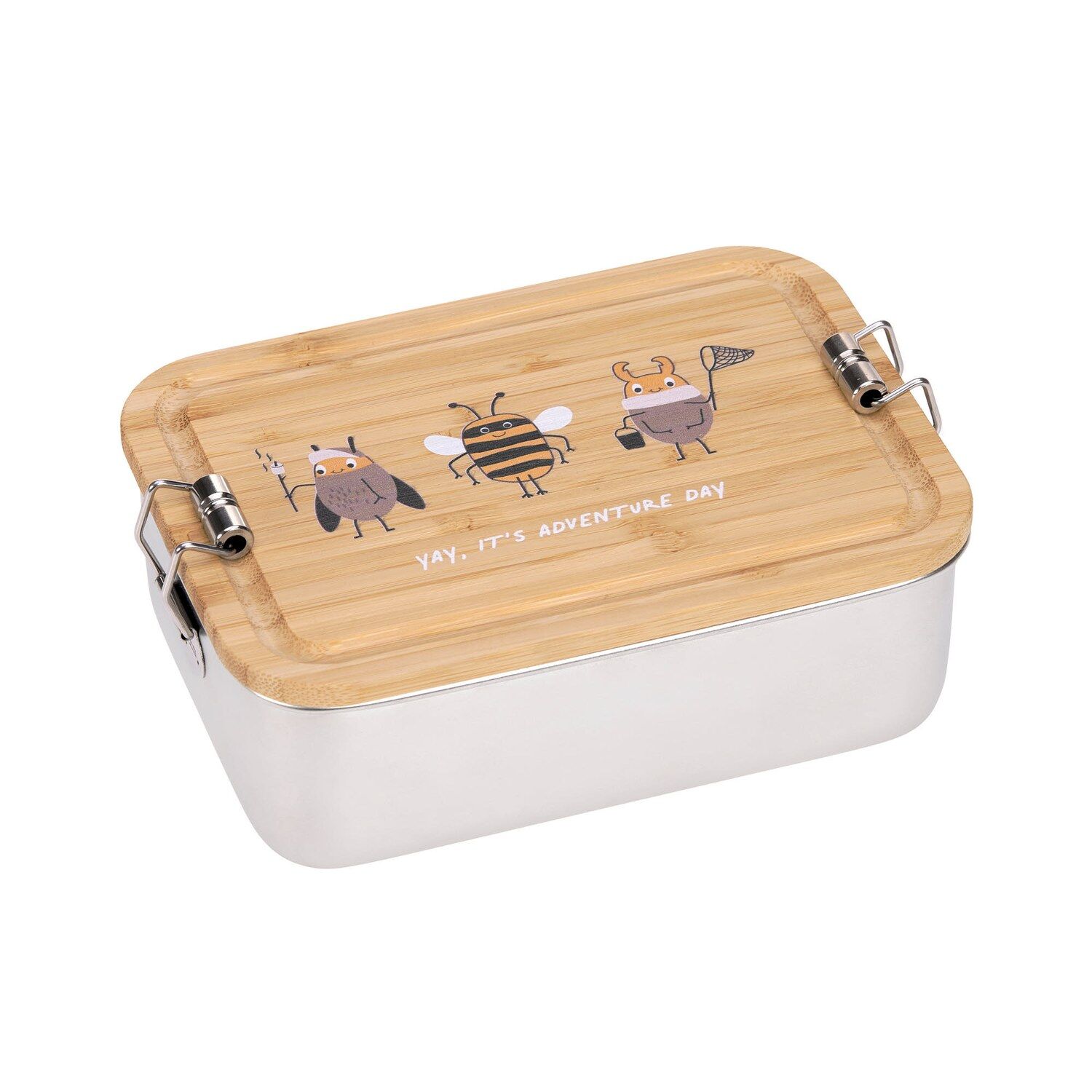 Lässig Brotdose Kinder - Edelstahl Lunchbox, Bamboo Nature