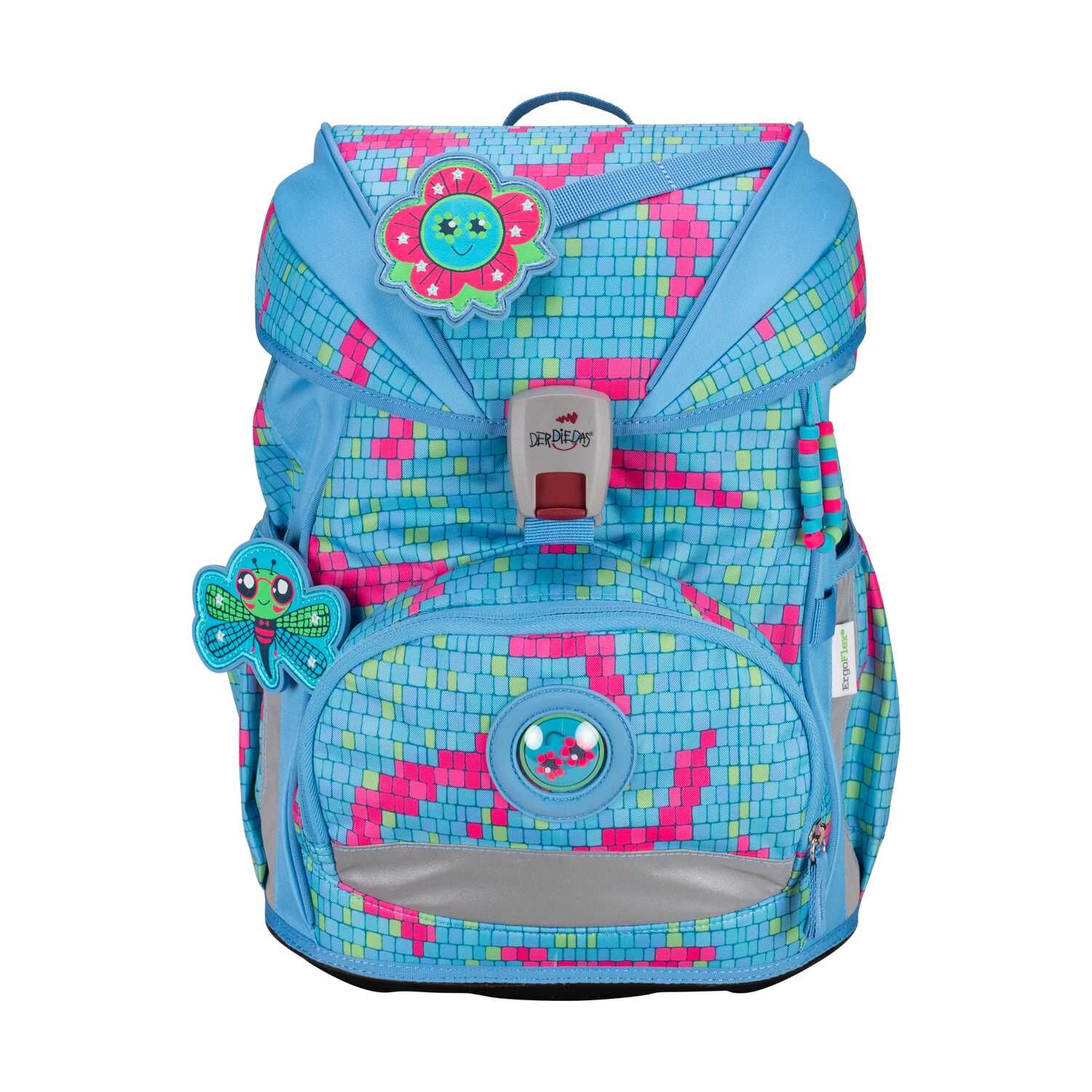 DerDieDas ErgoFlex Superlight Schulranzenset 5 teilig Happy Pixel