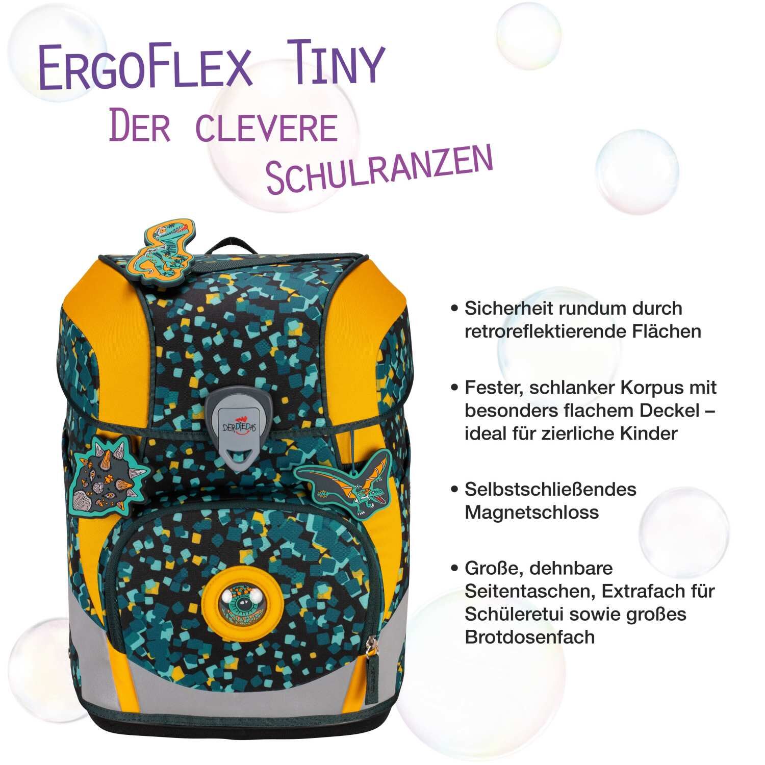 DerDieDas ErgoFlex Tiny Schulranzenset 5 teilig Dino Time