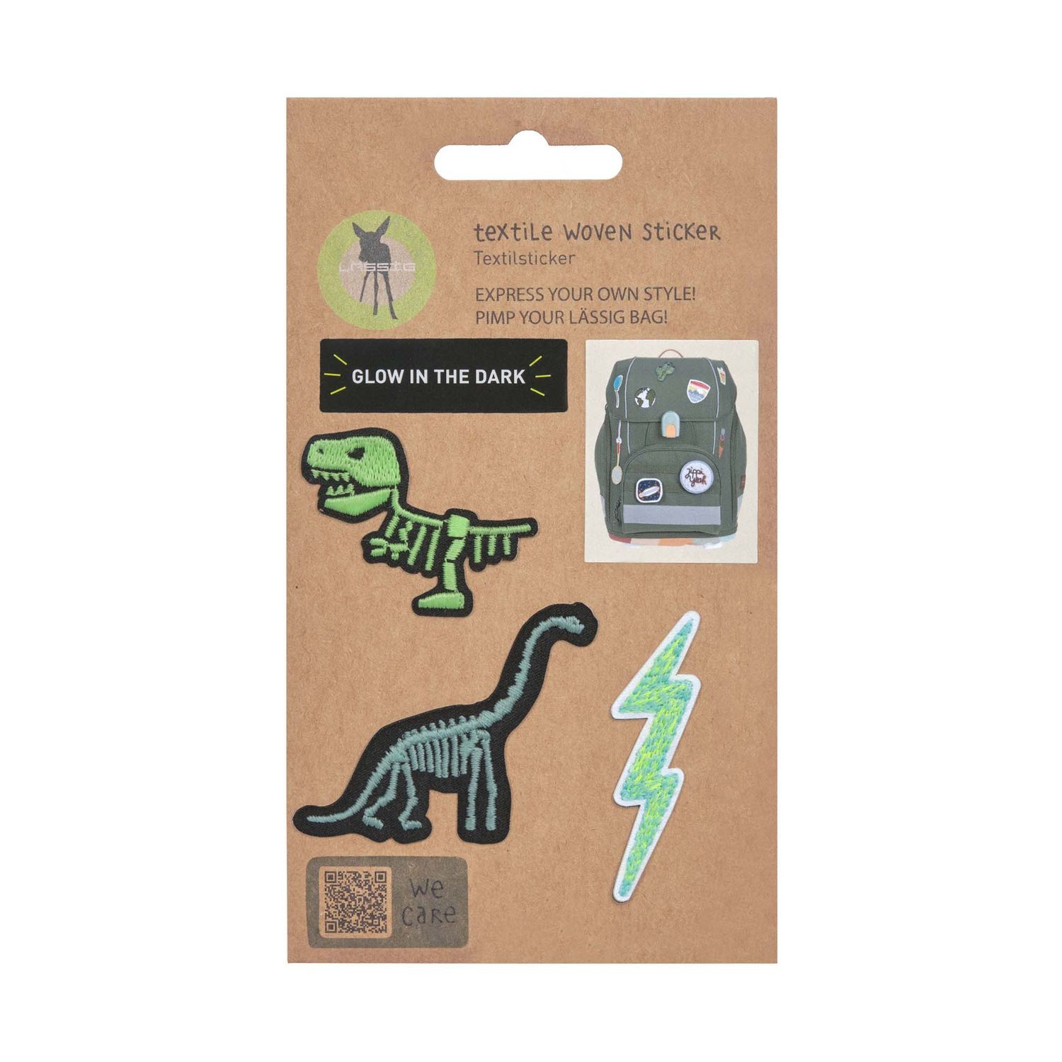 Lässig Textil-Sticker (3 Stk), Dino