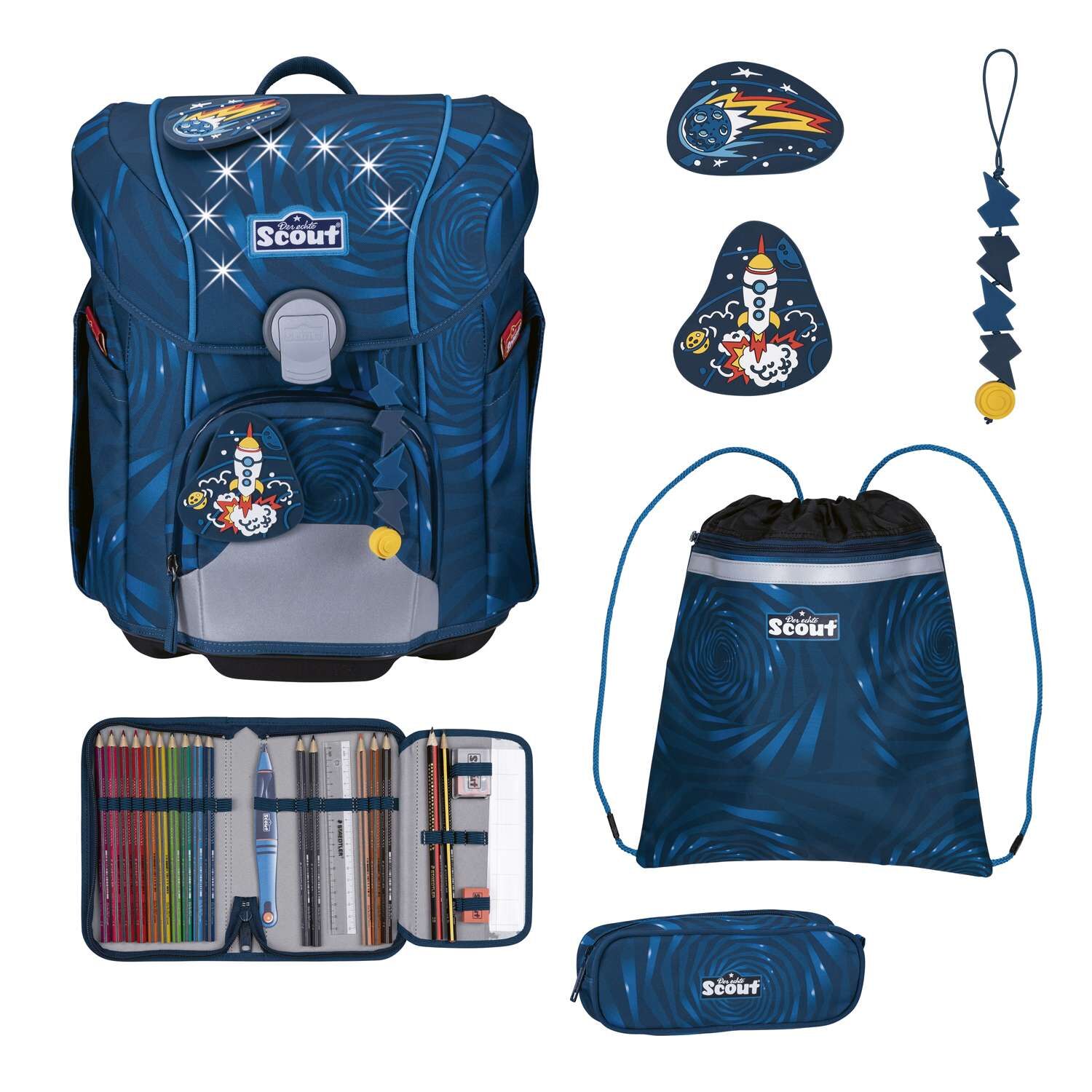 Scout Micro Schulranzen-Set 4 teilig LED Rocket Rider
