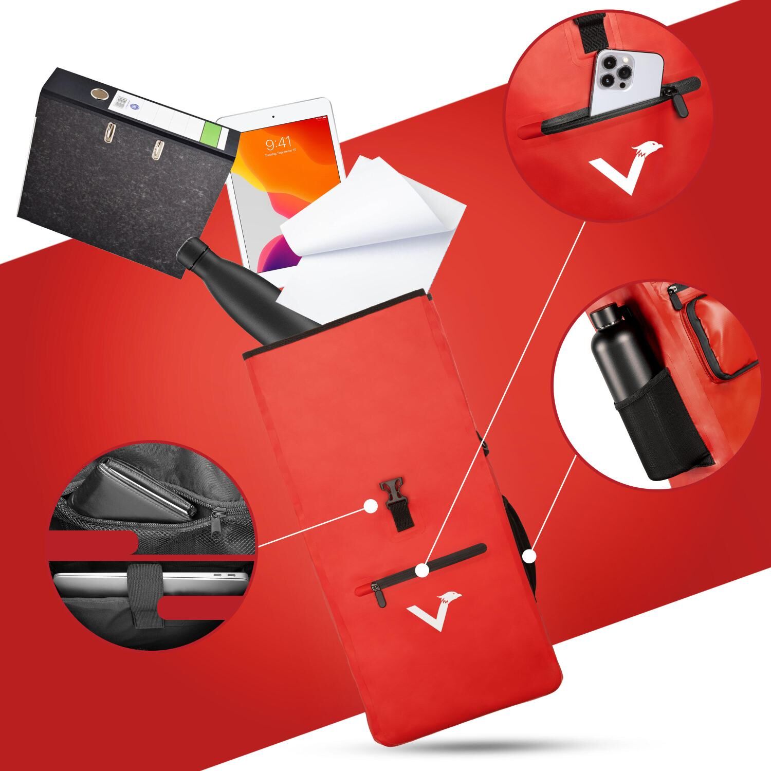 Valkental ValkOne 3in1 Fahrradtasche - Rot