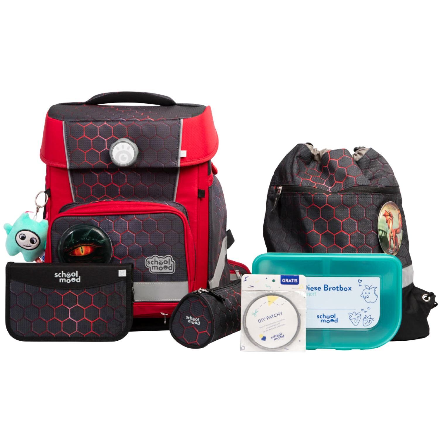 School Mood Champion Maxx Pro Mika (Drache), 7-tlg. Schulranzenset