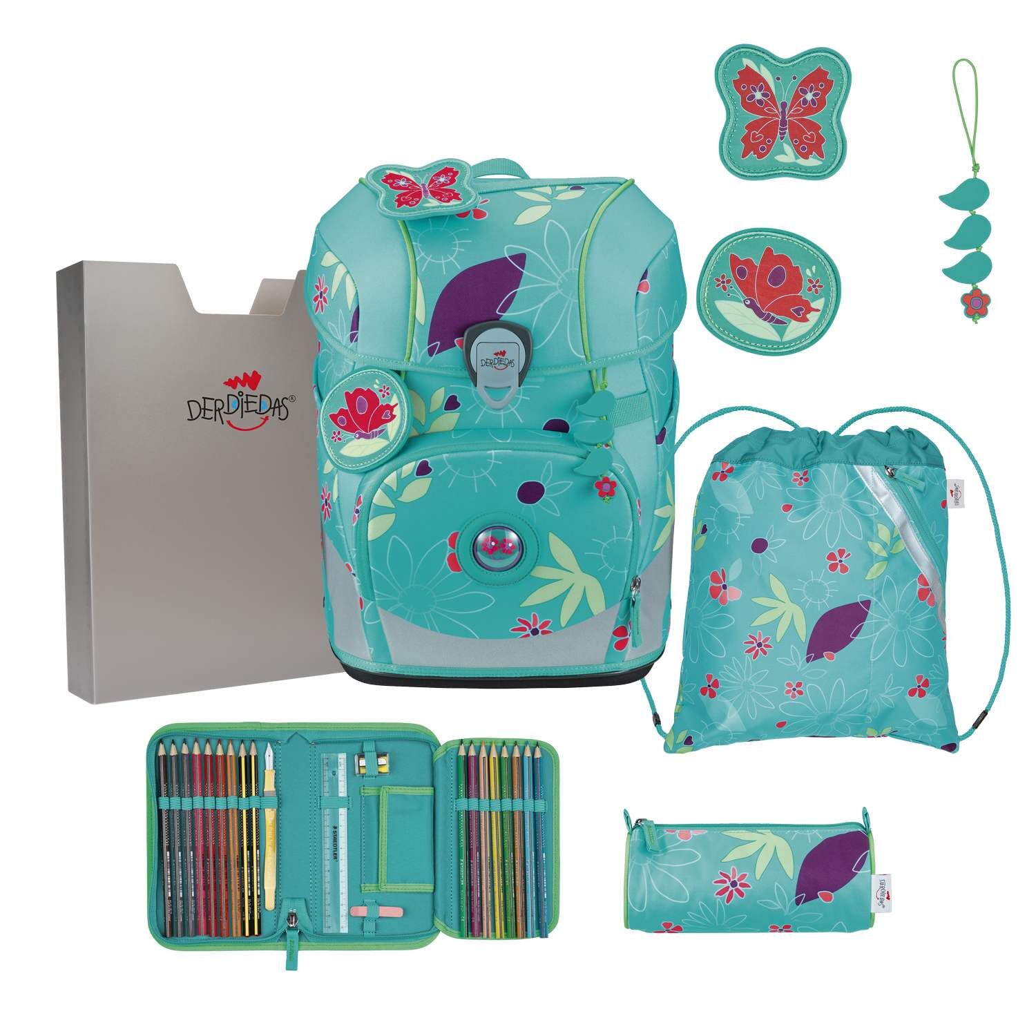 DerDieDas ErgoFlex Tiny Butterfly Garden Schulranzenset 5-teilig