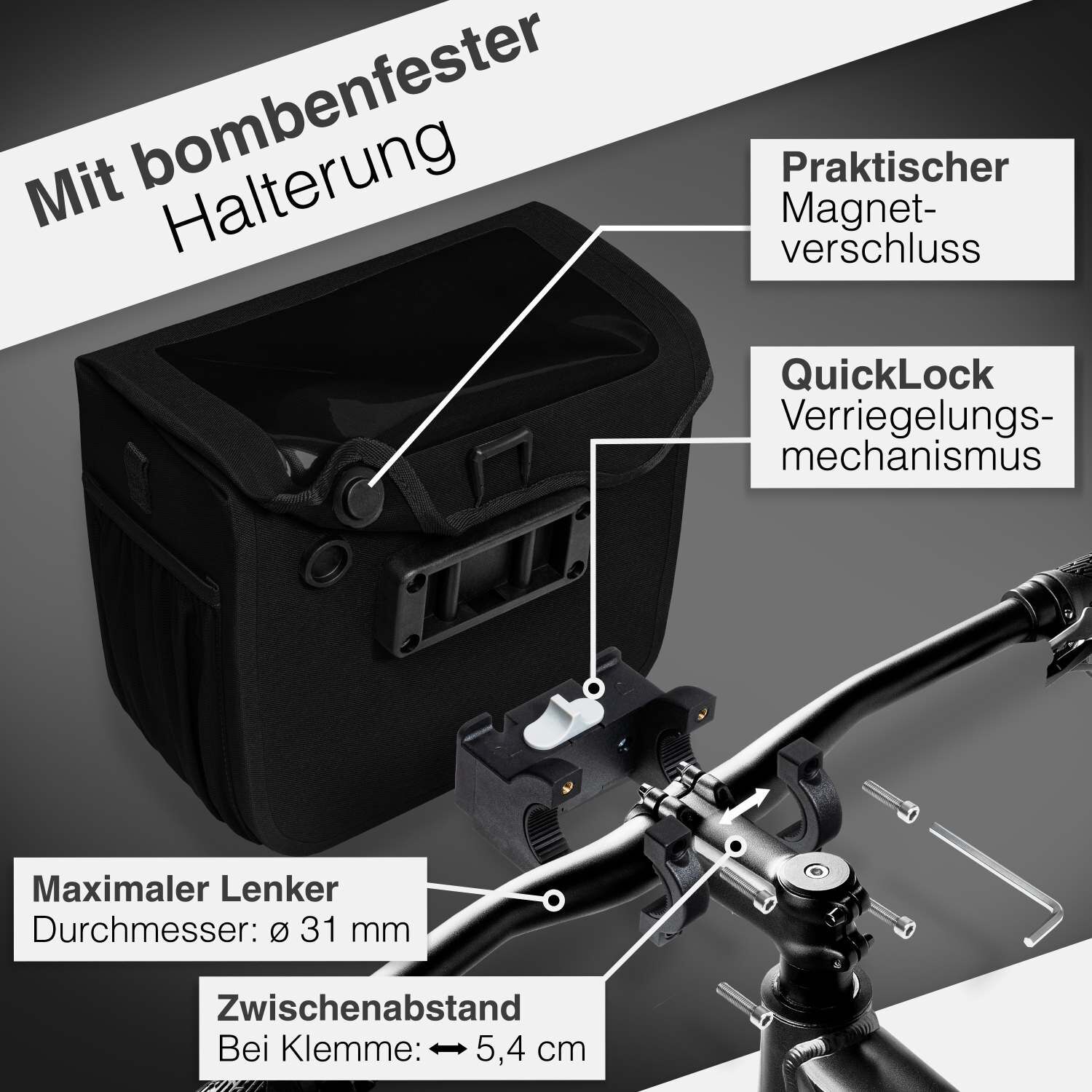 Valkental Front Pack Fahrradtasche - Schwarz