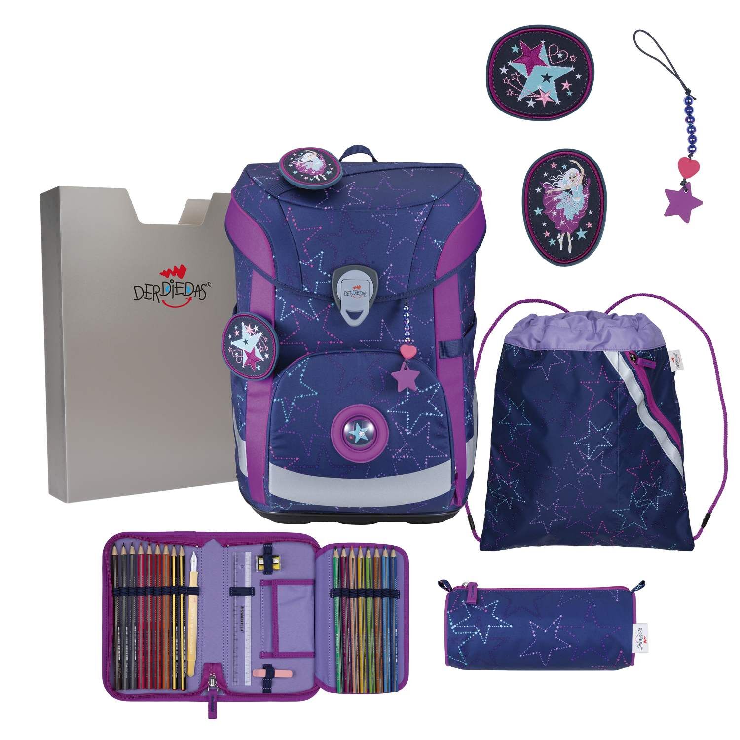 DerDieDas ErgoFlex Easy LED Dancing Star Schulranzenset 5-teilig