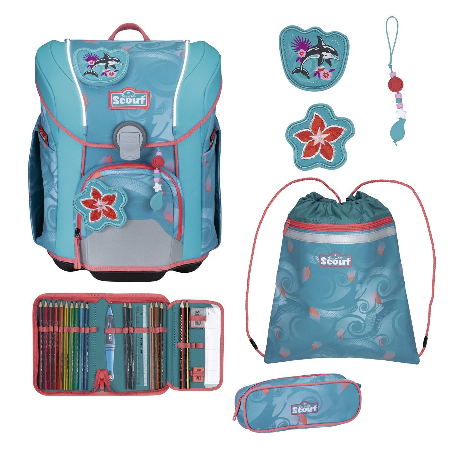 Scout Micro Schulranzen-Set 4 teilig Safety Light Aloha