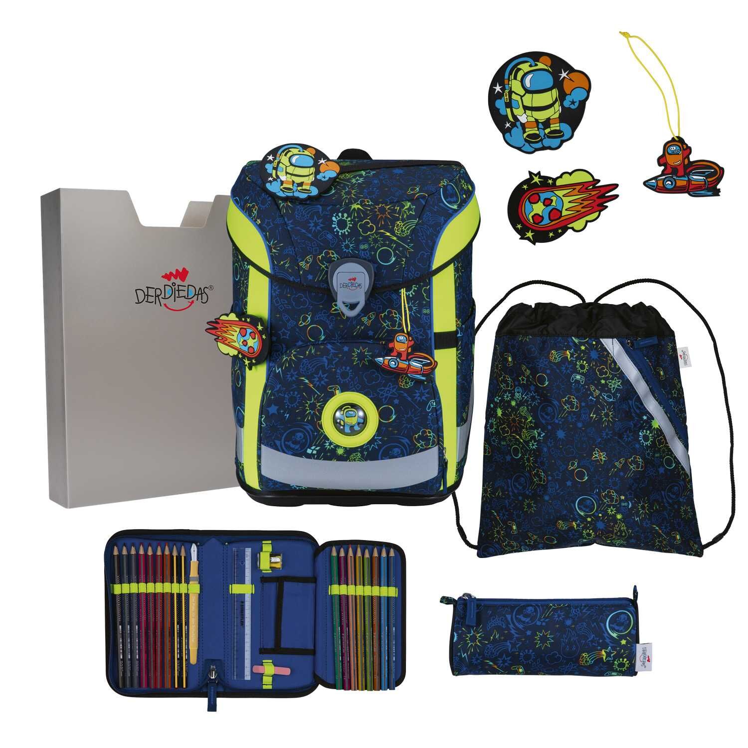 DerDieDas ErgoFlex Easy Neon Crazy Schulranzenset 5-teilig