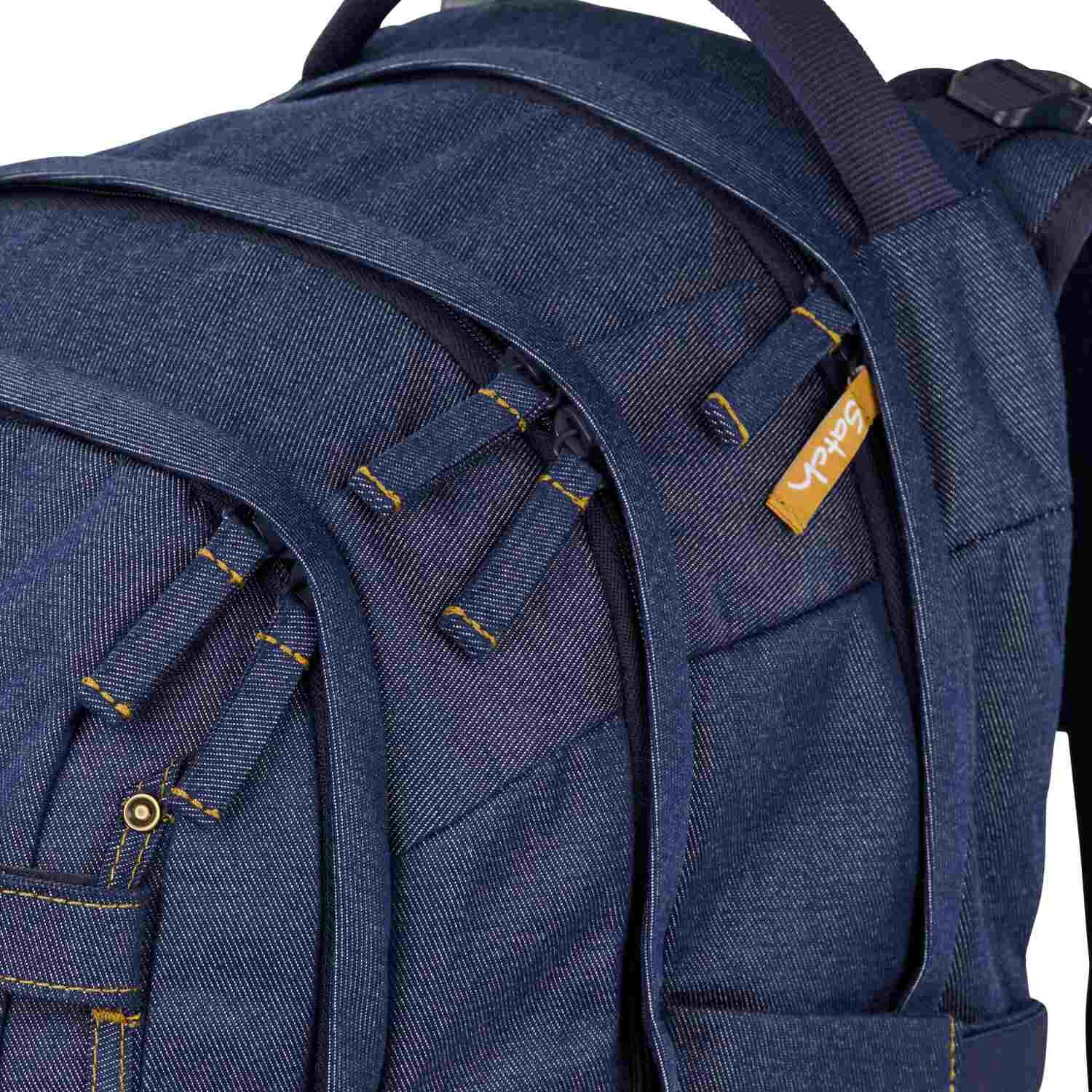 Satch pack Schulrucksack Set Denim Blue
