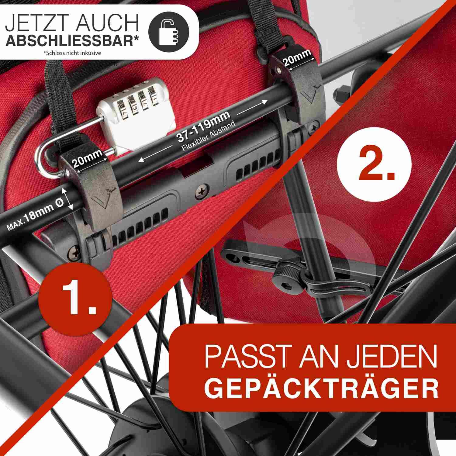 Valkental ValkPro 3in1 Fahrradtasche - Rot