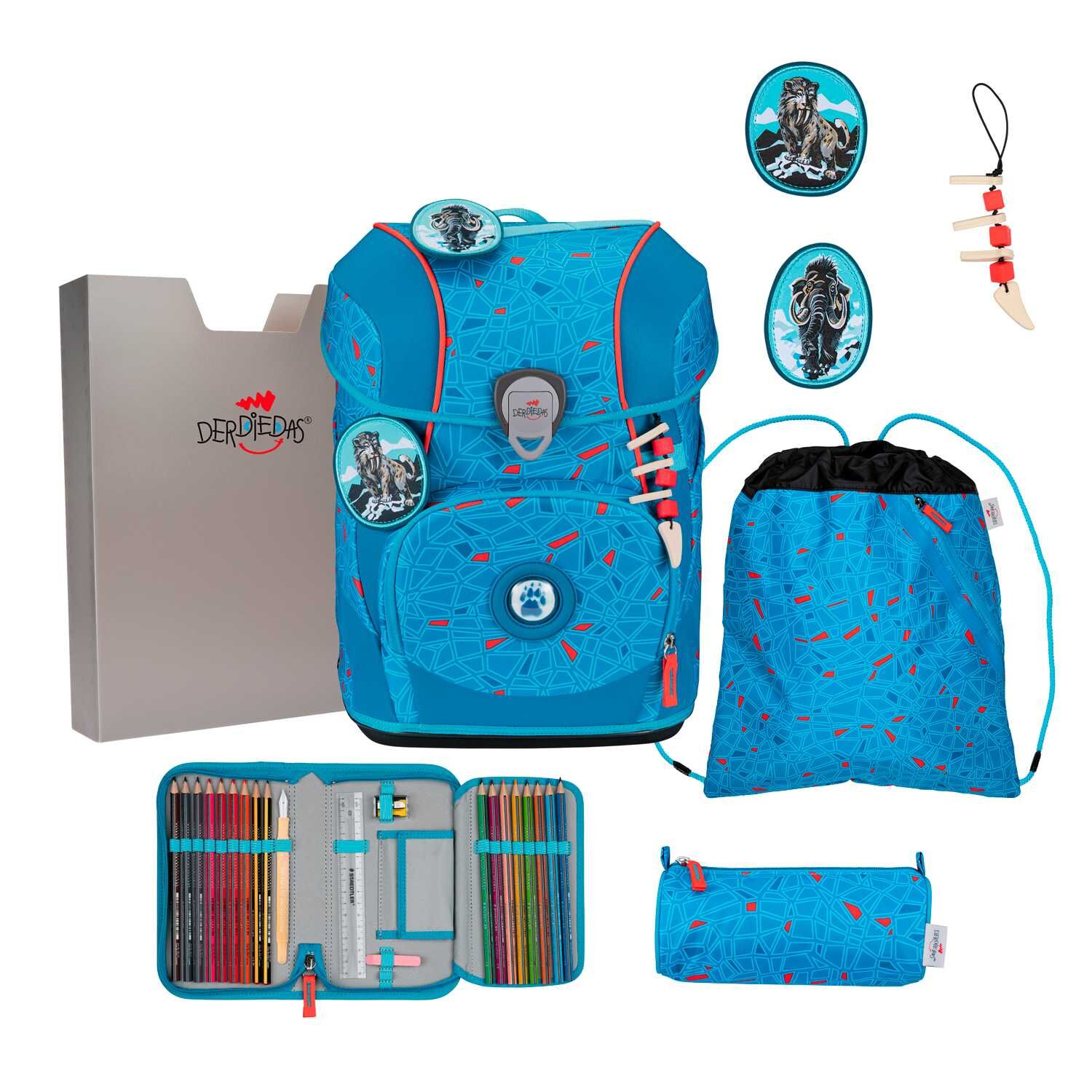 DerDieDas ErgoFlex Tiny Superflash Blue Ice Schulranzenset 5-teilig