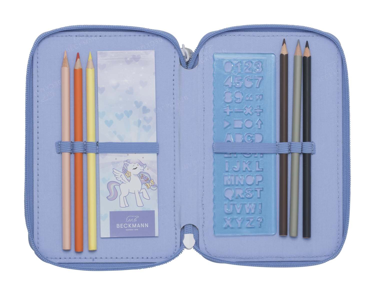 Beckmann 3-Fächrige Federmappe Unicorn Princess Ice Blue