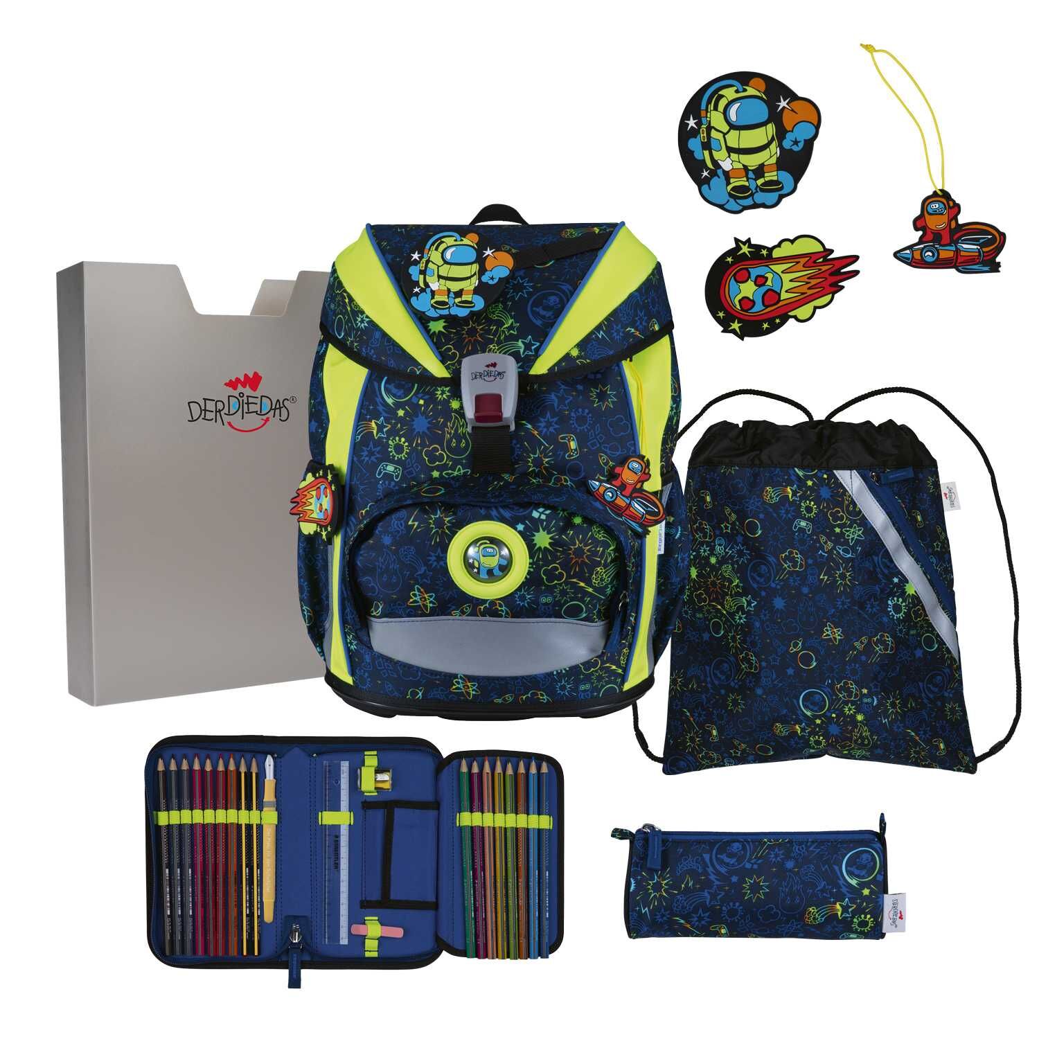 DerDieDas ErgoFlex Light Neon Crazy Schulranzenset 5-teilig