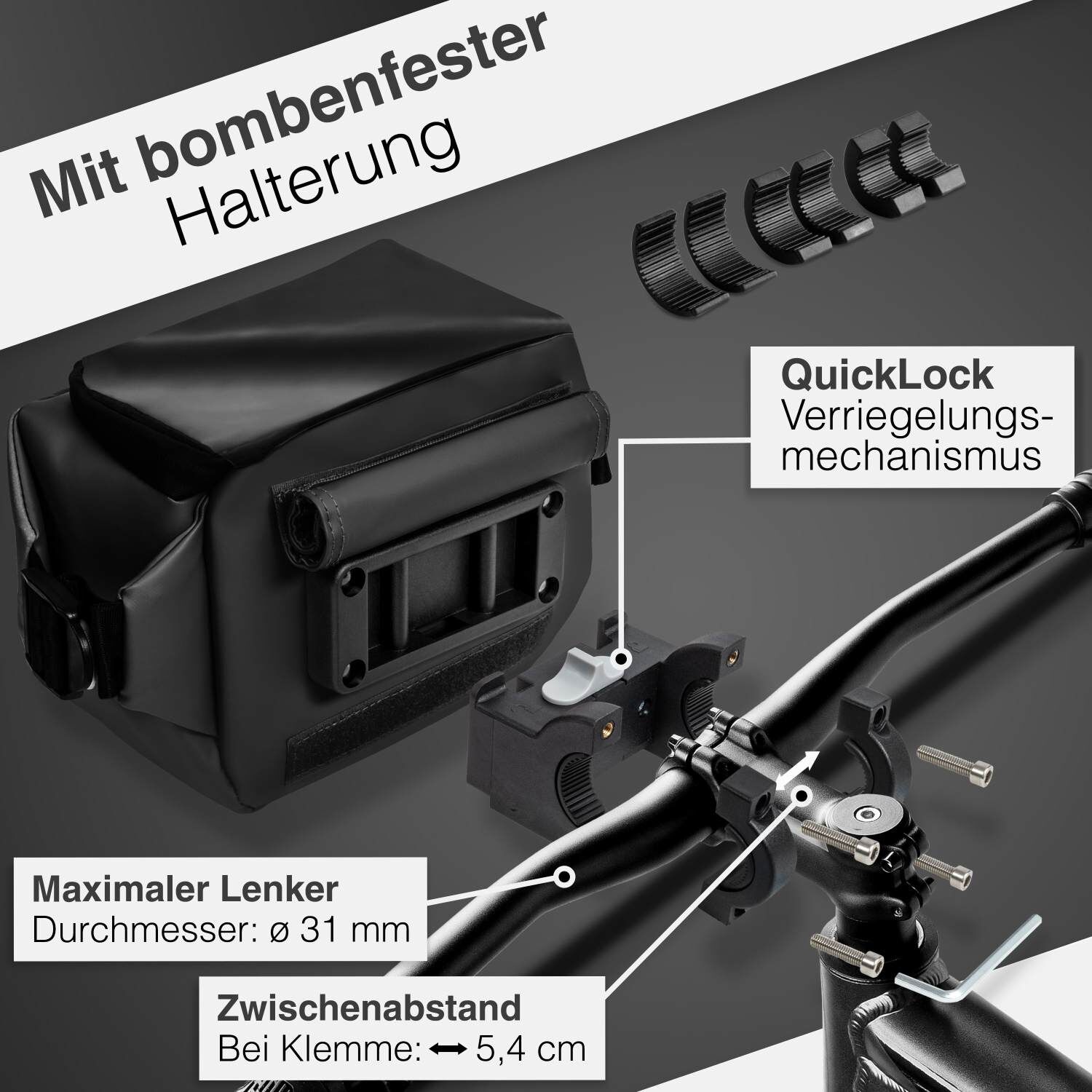 Valkental 3in1 City Bag Fahrradtasche - Schwarz