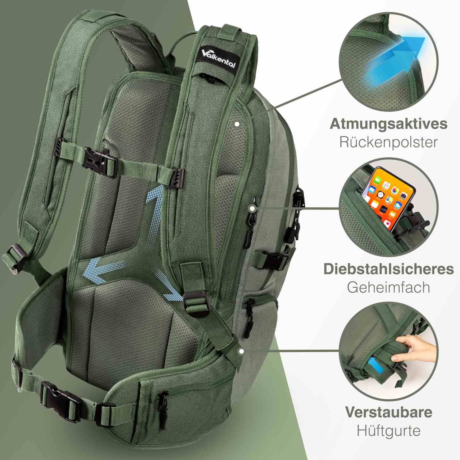 Valkental Explorer V22 Rucksack - Samt Grün