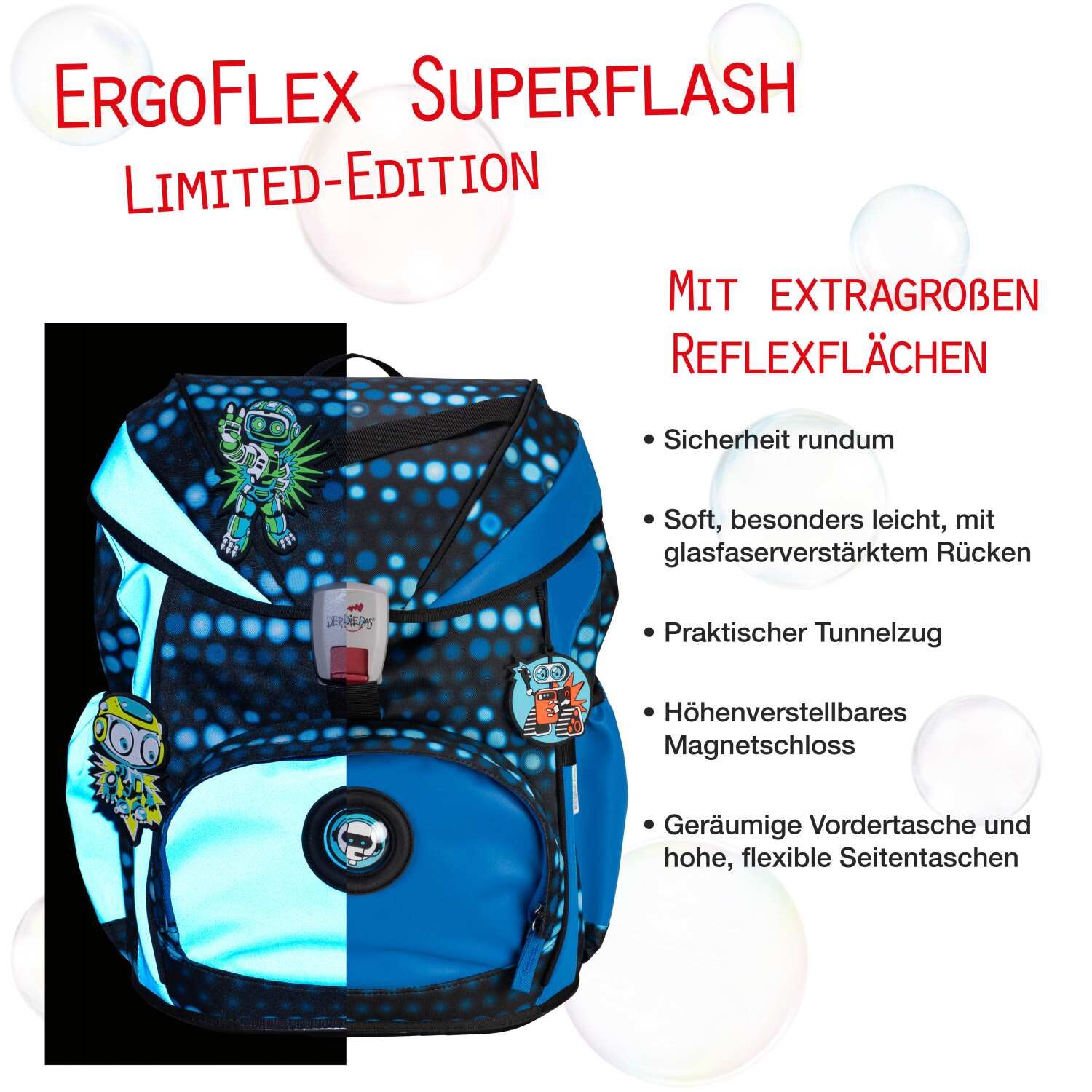 DerDieDas ErgoFlex Superflash Schulranzenset 5 teilig Blue Robot