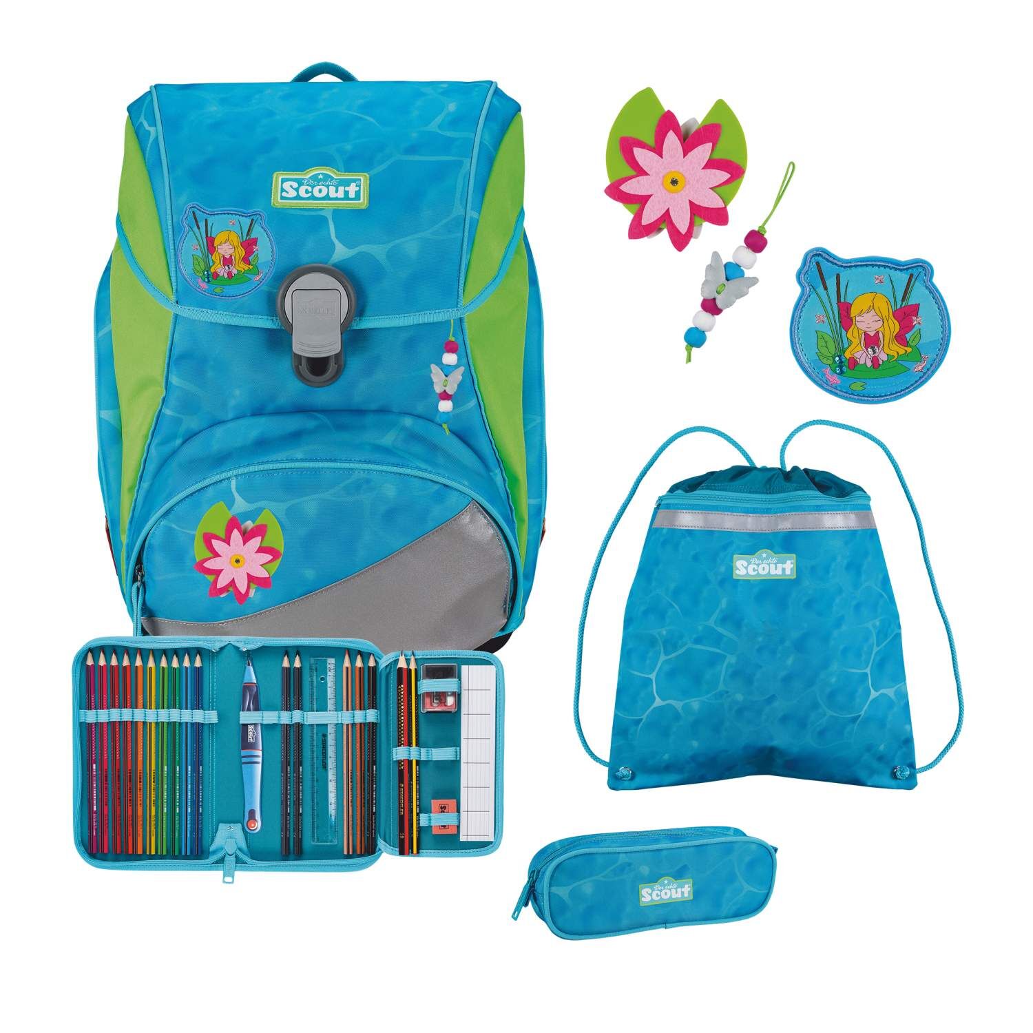 Scout Alpha Schulranzen-Set 4 teilig DIN Water Lily