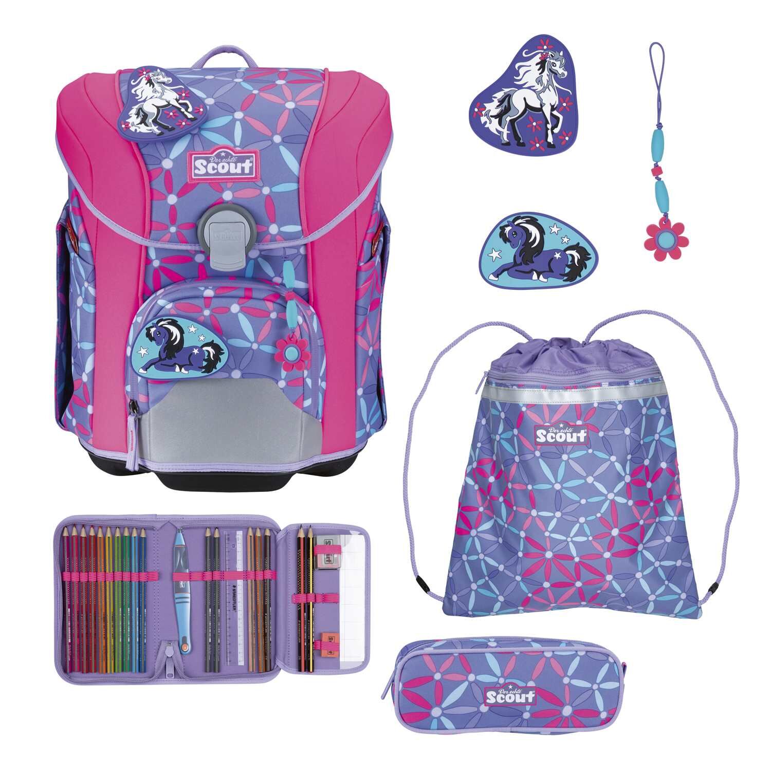 Scout Micro Schulranzen-Set 4 teilig Pony Love
