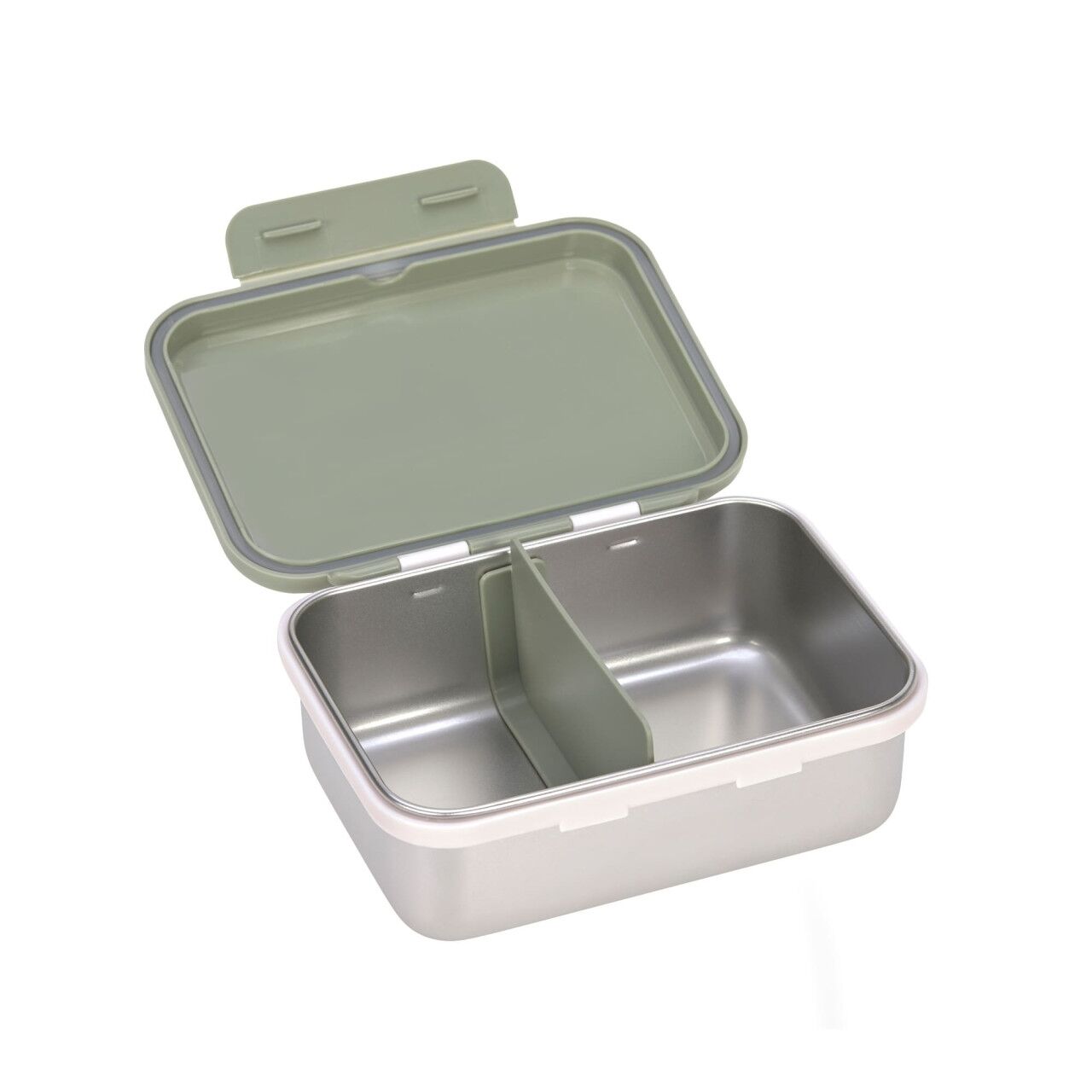 Lässig Brotdose Kinder - Edelstahl Lunchbox, Happy Prints light olive