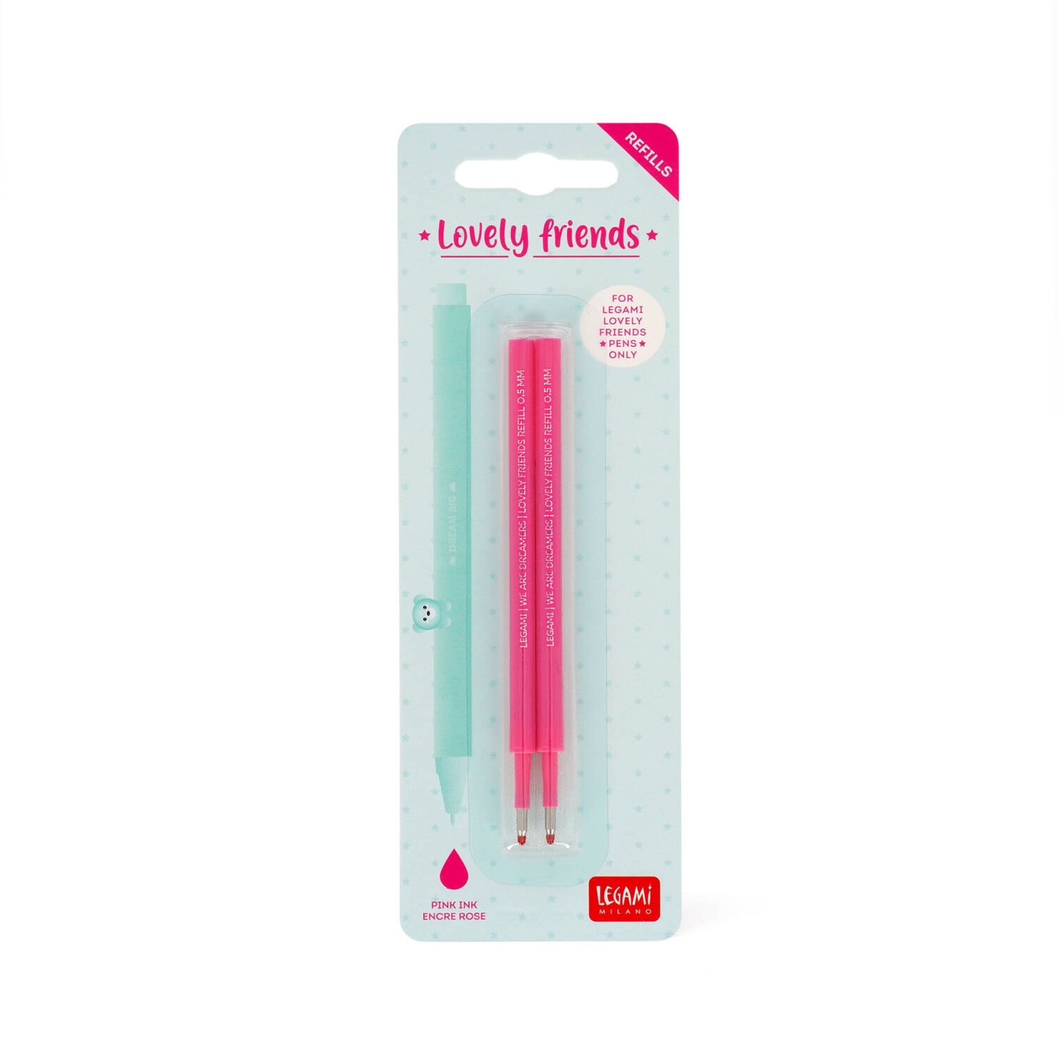 Legami Gelstift 2 Ersatzpatronen - LOVELY FRIENDS REFILL SET - PINK