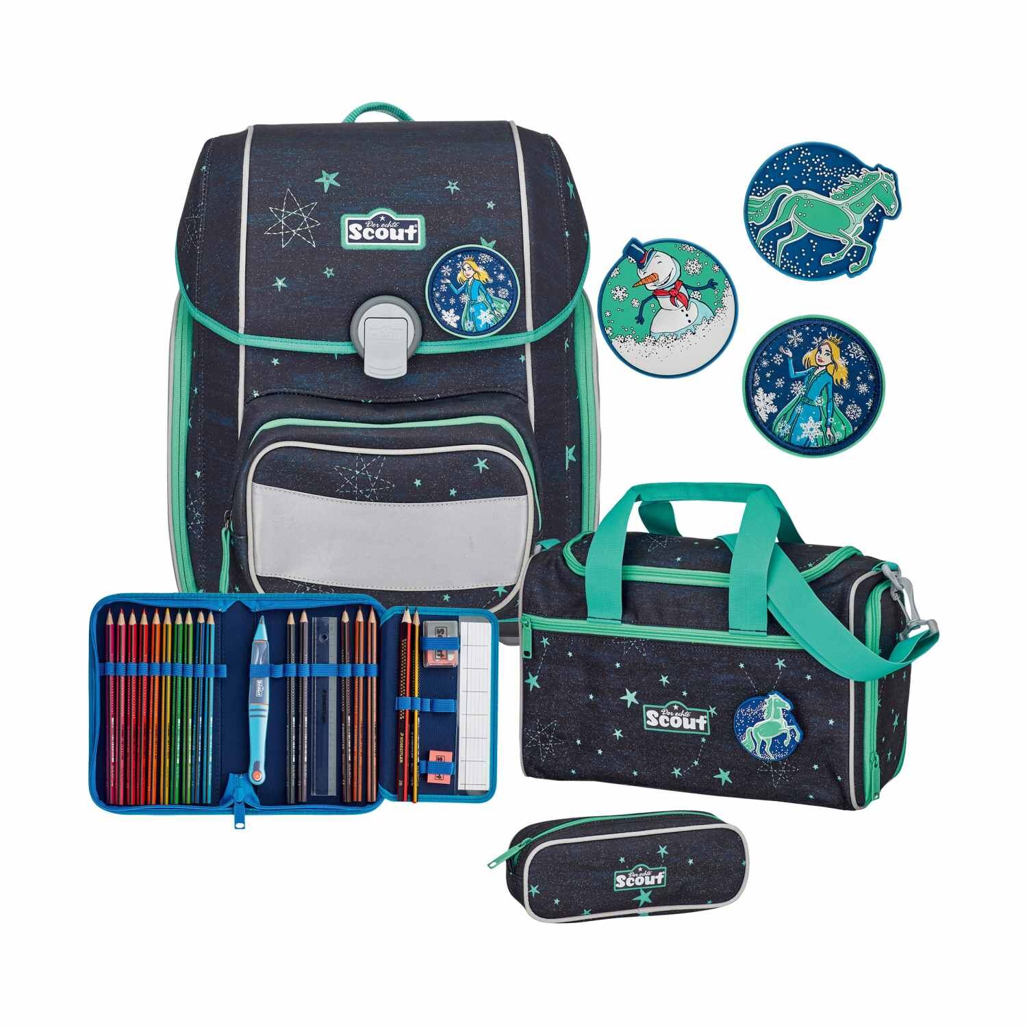 Scout Genius Schulranzen-Set 4tlg LED STERNENHIMMEL