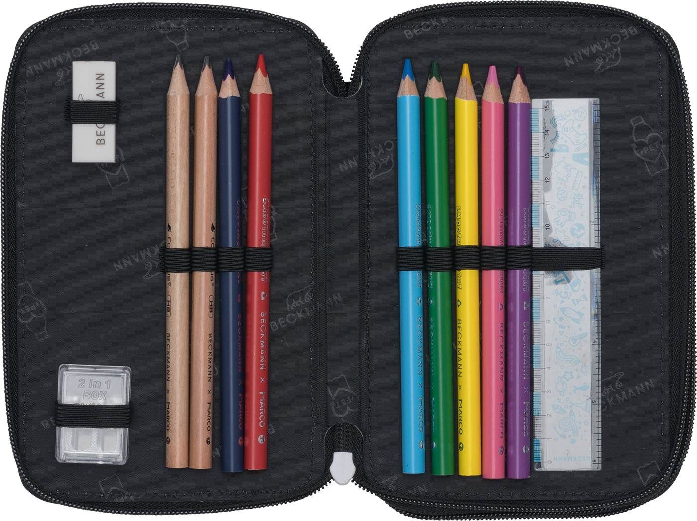 Beckmann 3-Fächrige Federmappe mit Inhalt Ninja Elements