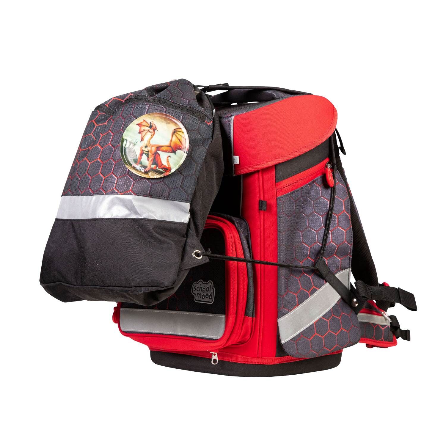 School Mood Champion Maxx Pro Mika (Drache), 7-tlg. Schulranzenset